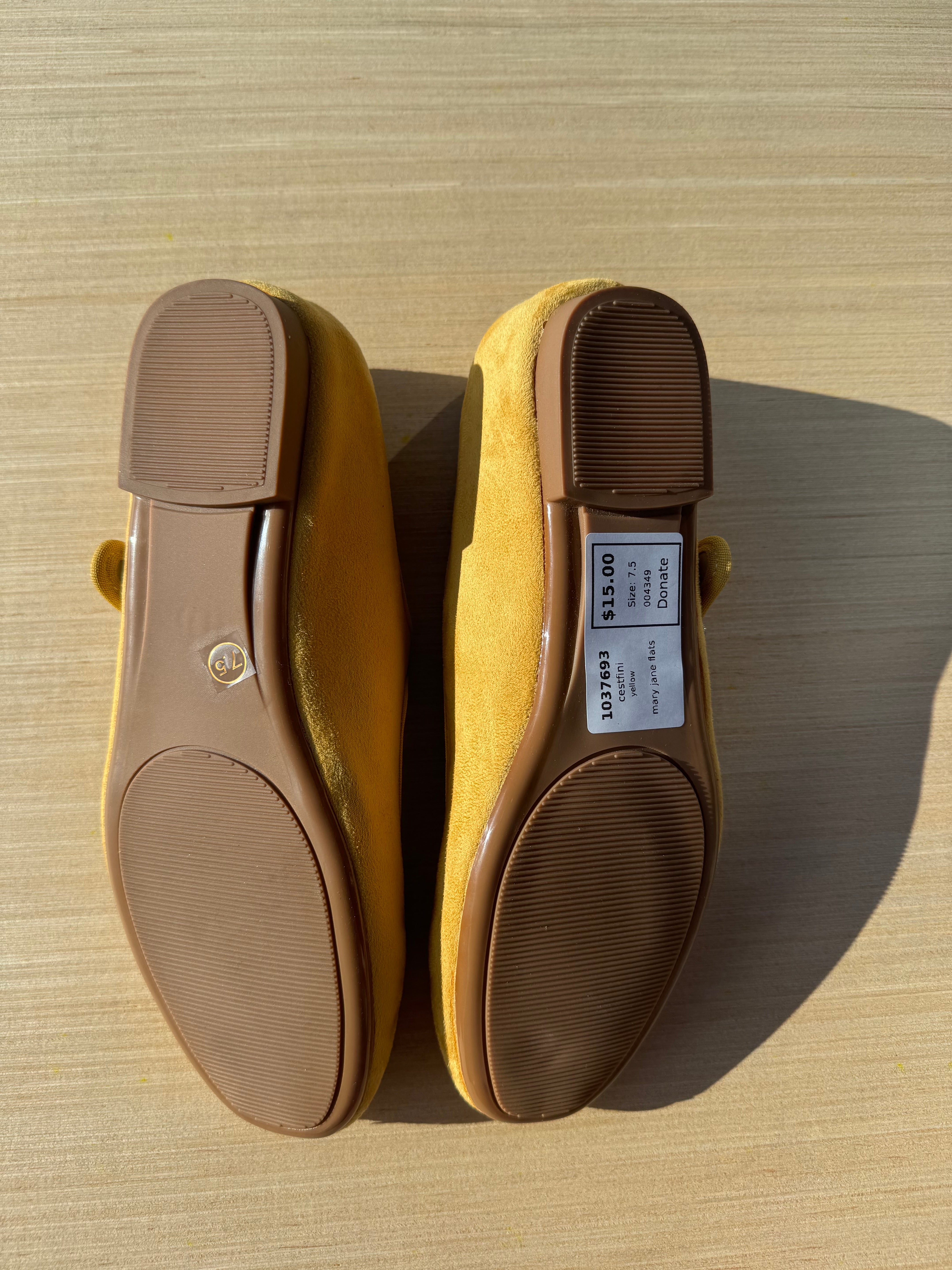 yellow cestfini mary jane flats, 7.5