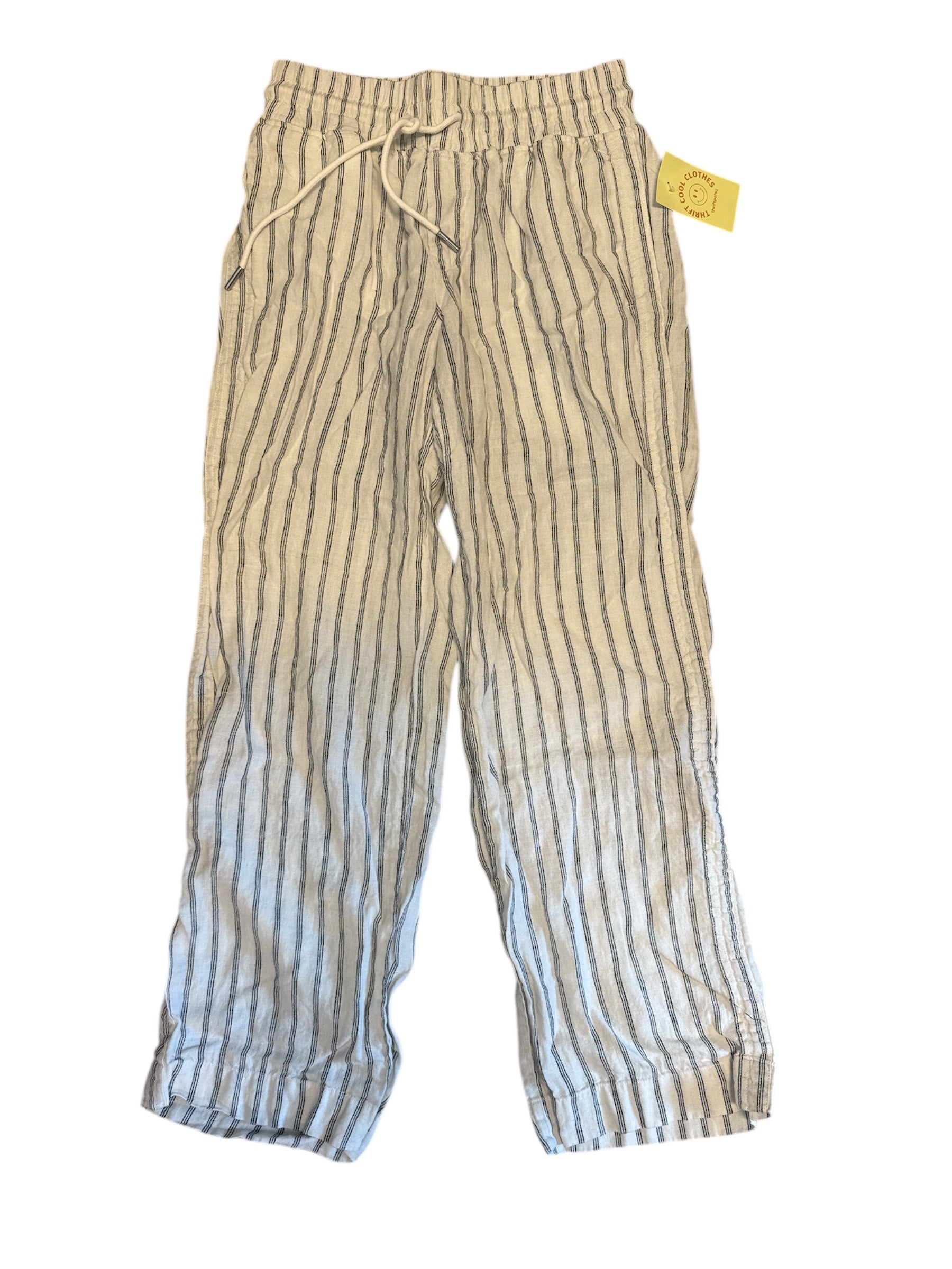 white black quince drawstring striped pants, s