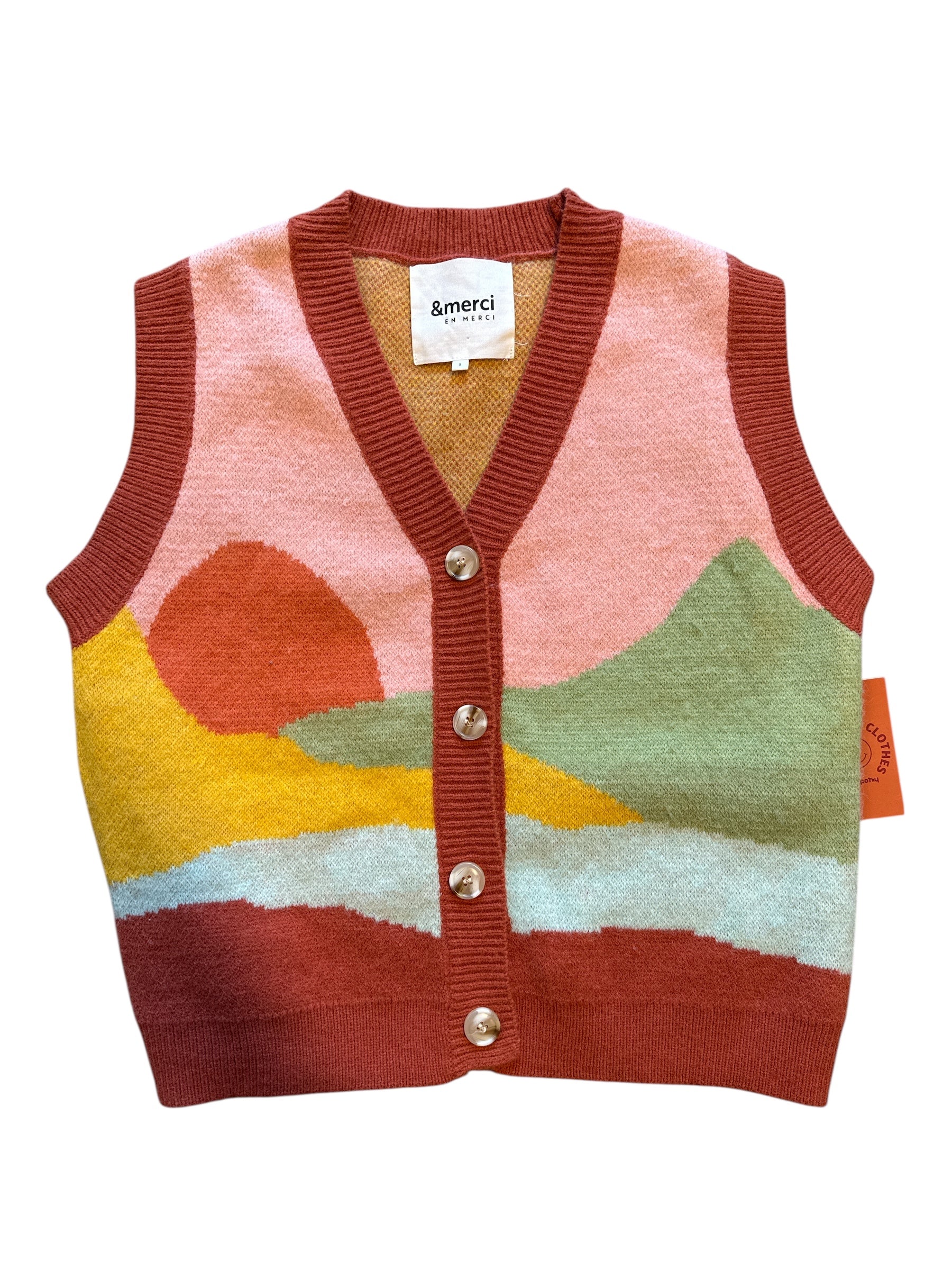 Orange yellow green blue En merci Colorblock vest, S