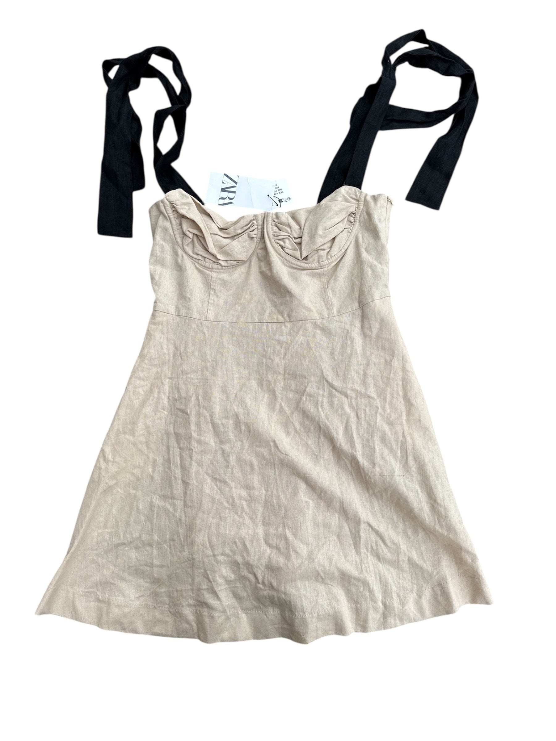 tan zara nwt linen dress, L