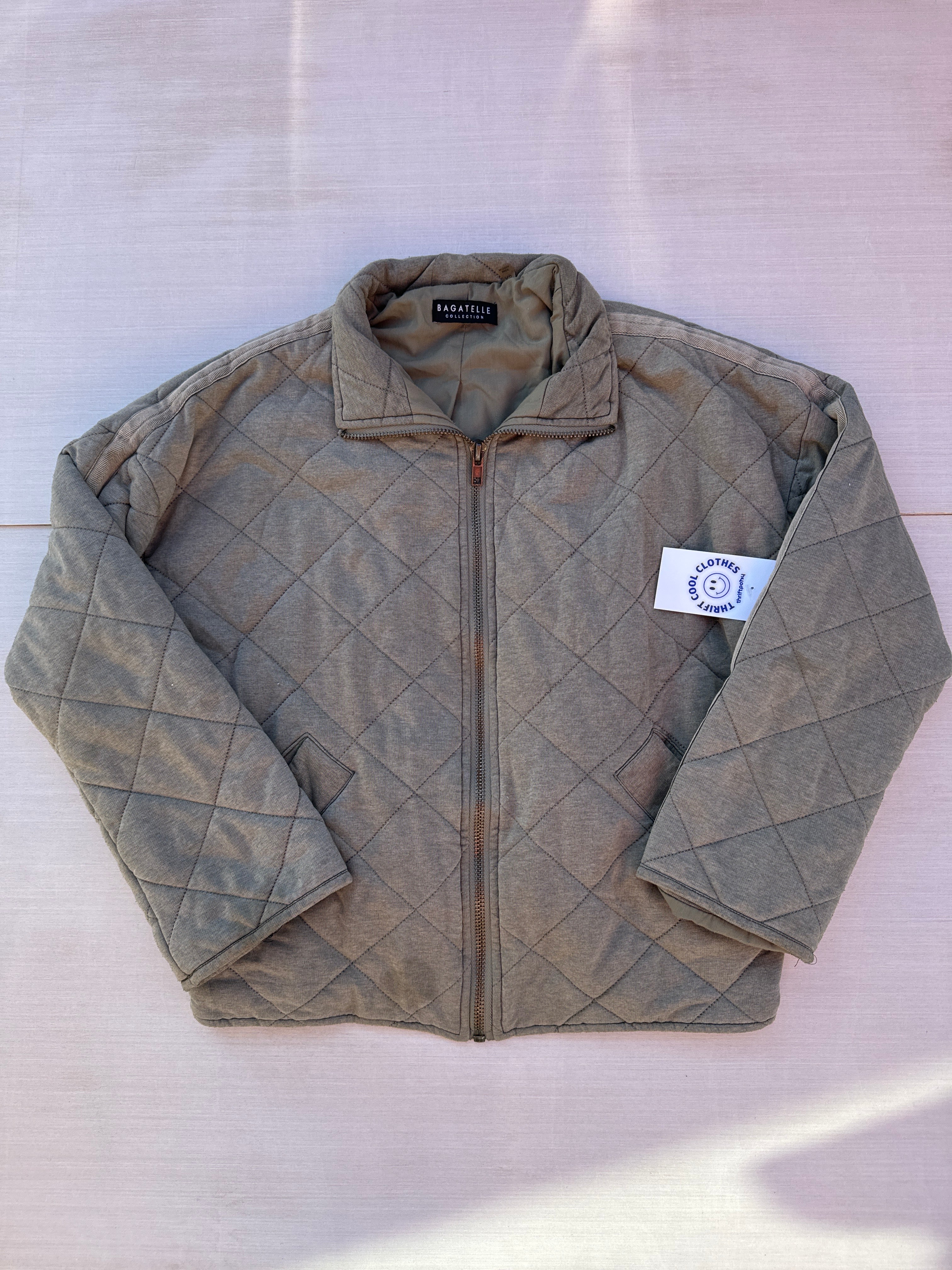 green bagatelle quilted zip up, xs
