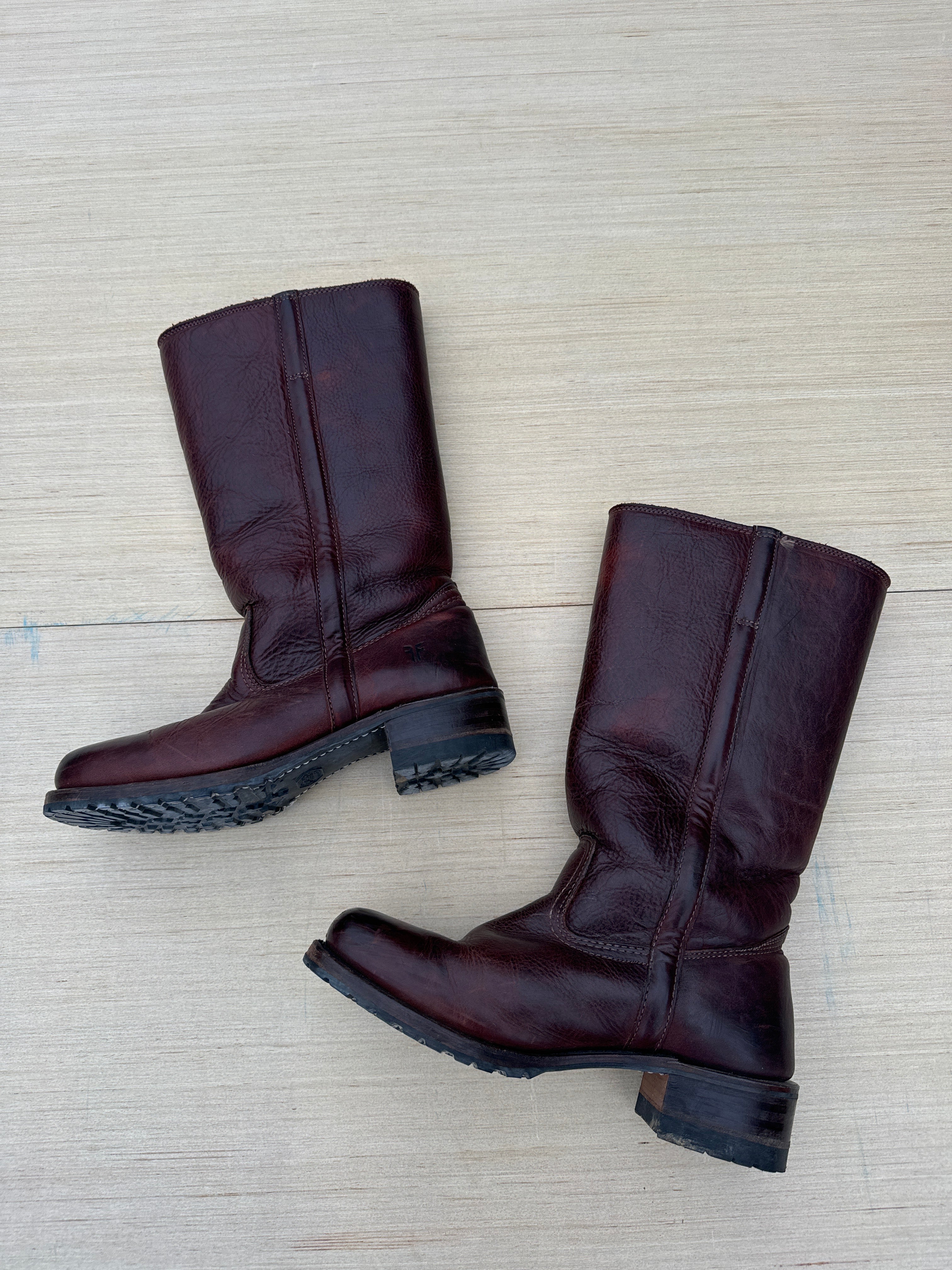 Brown FRYE vintage sherpa lines campus boots, 9.5 womens