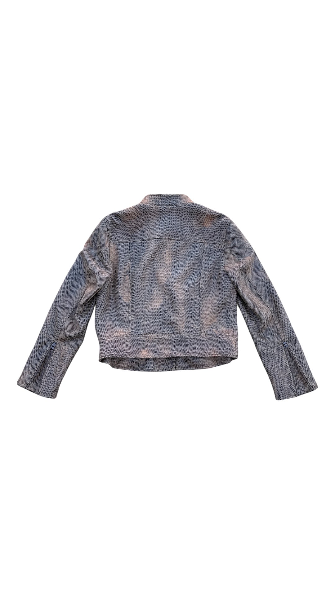brown multi free people vegan snakeskin leather jacket, m