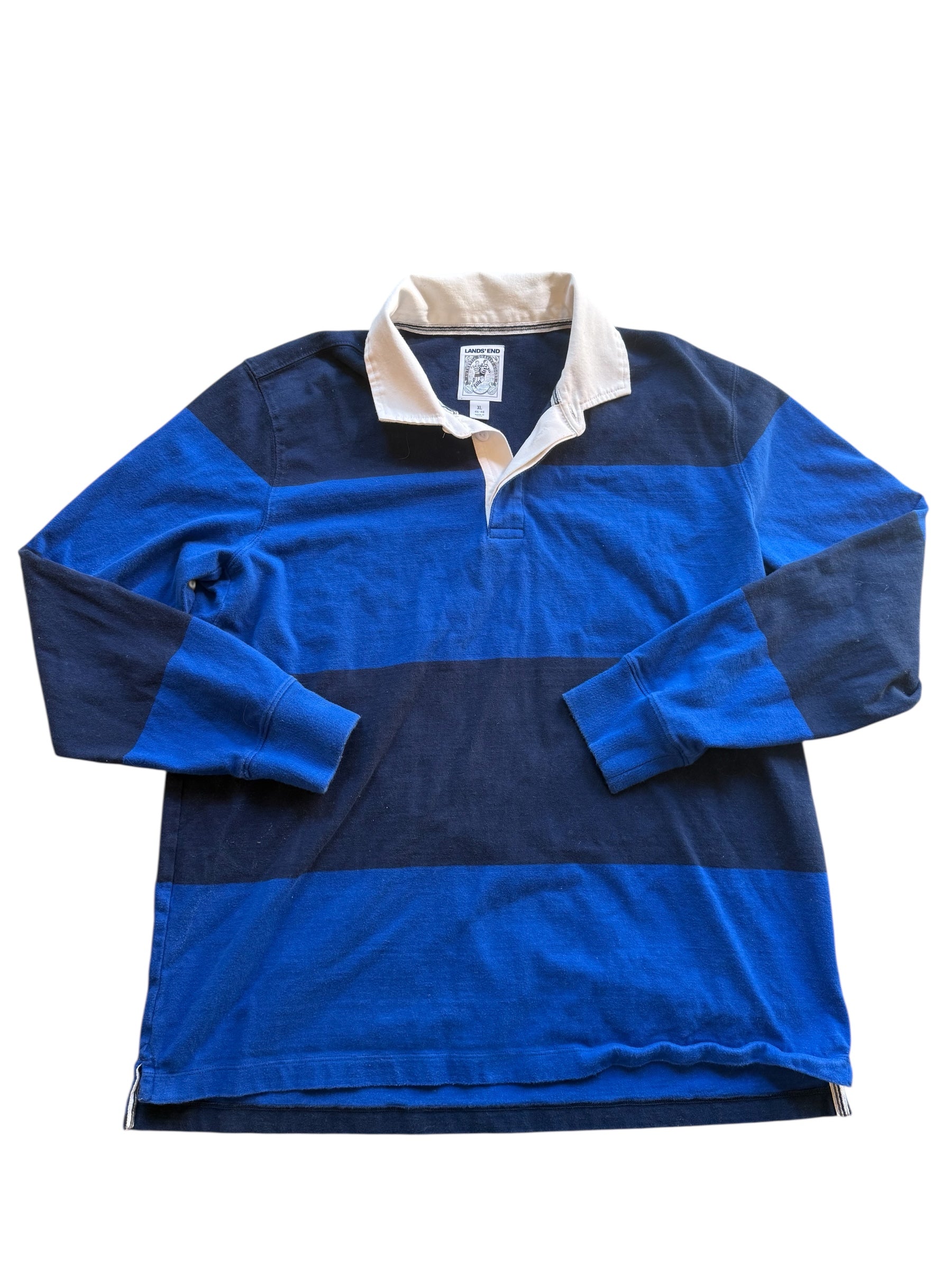 blue landsend rugby polo ls, xl