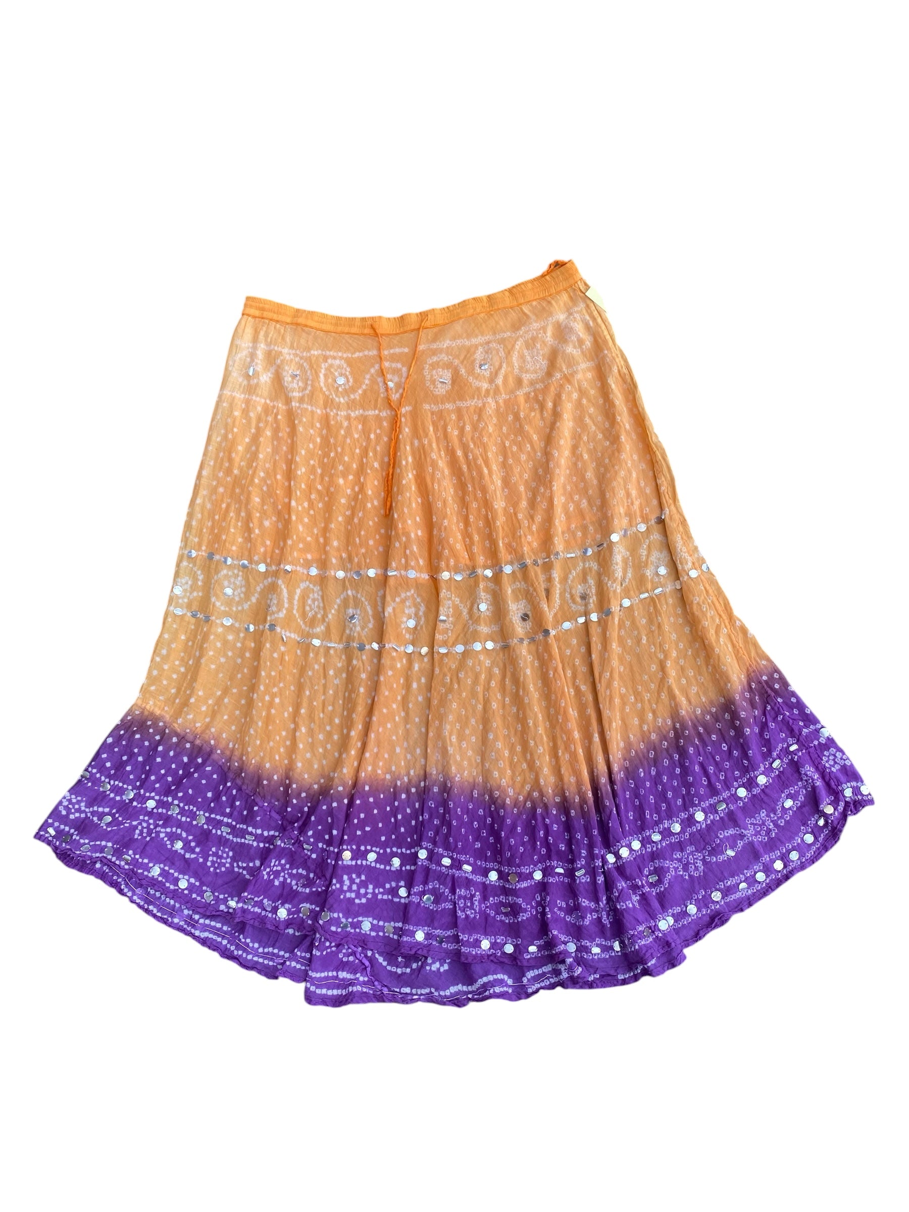 orange purpel geeta tie dye rhienstone maxi skirt, 3xl