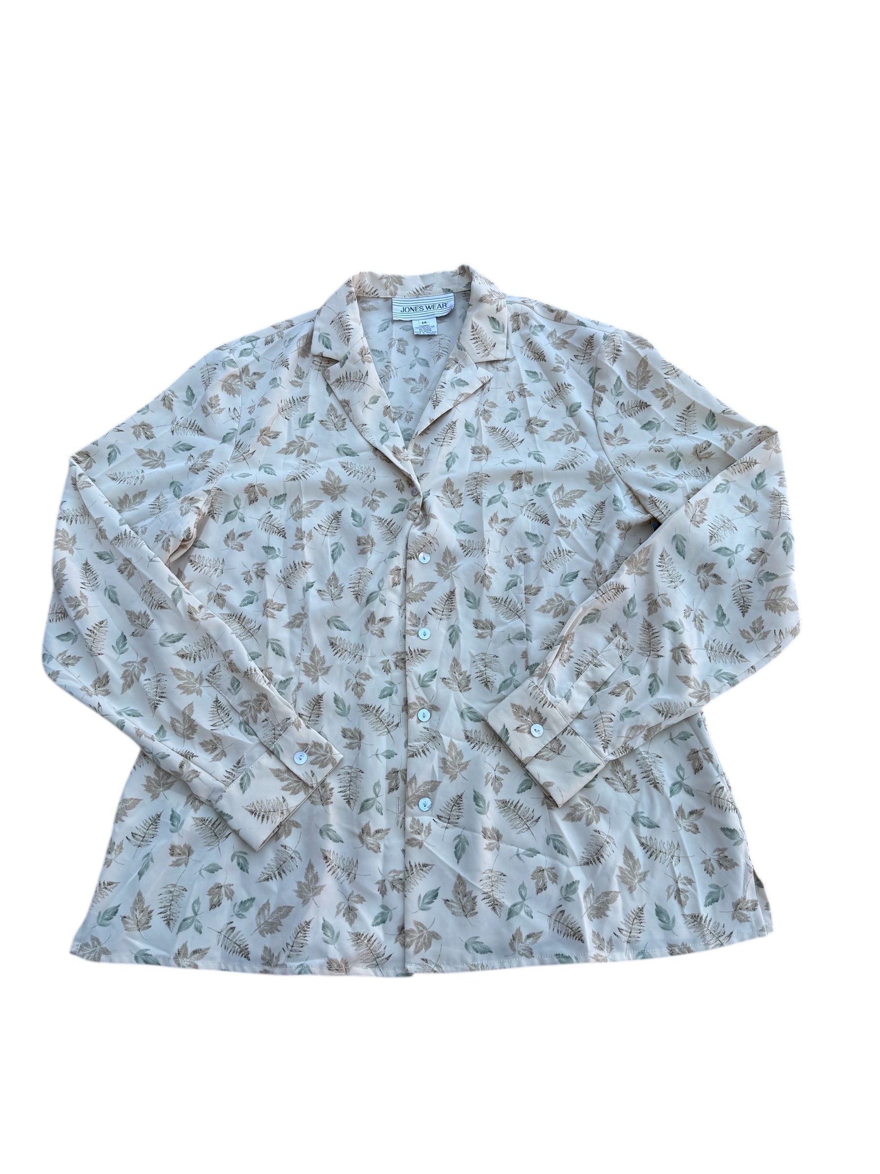cream jones wear leaf button down, 14