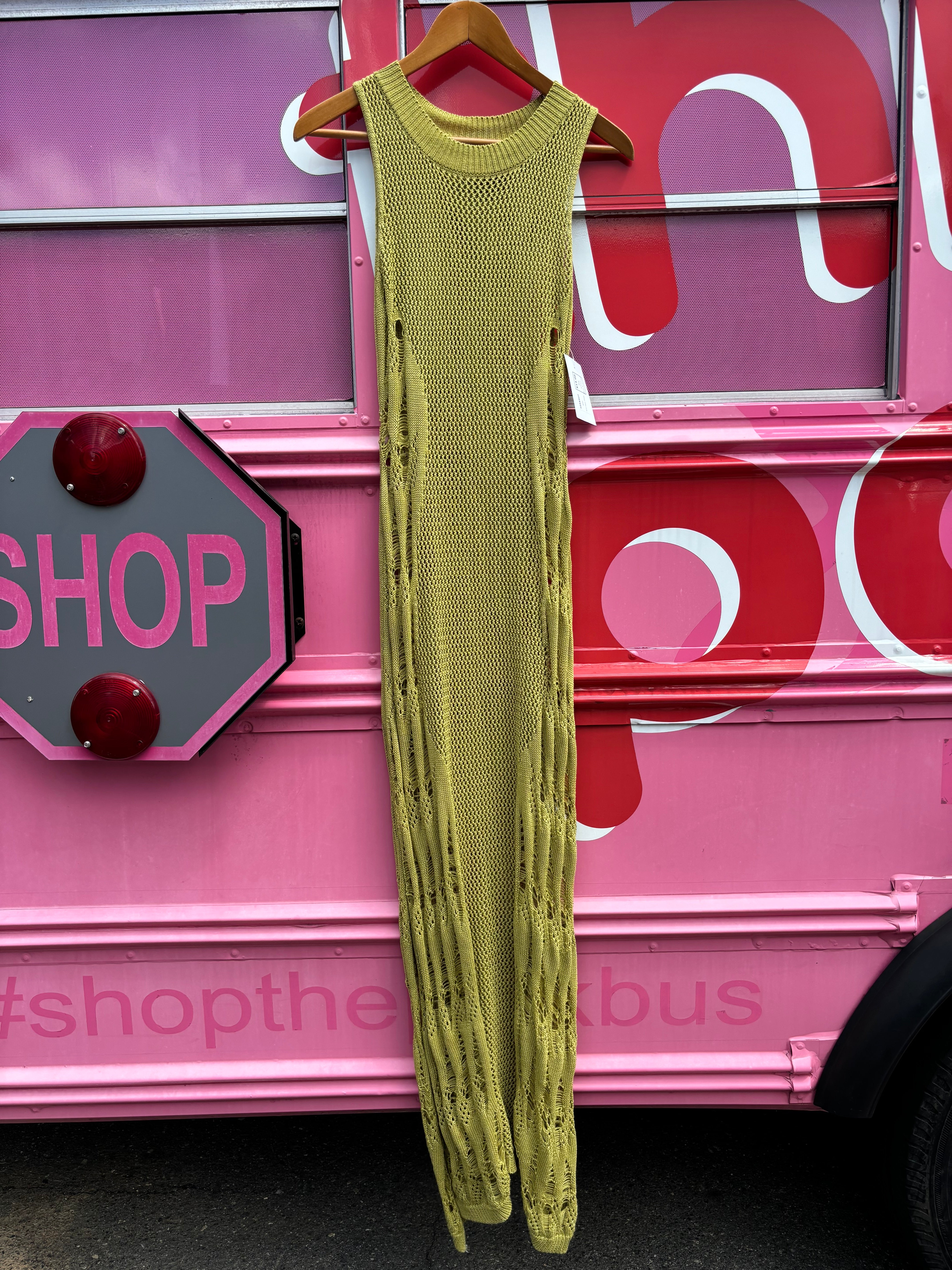 green  knit maxi dress