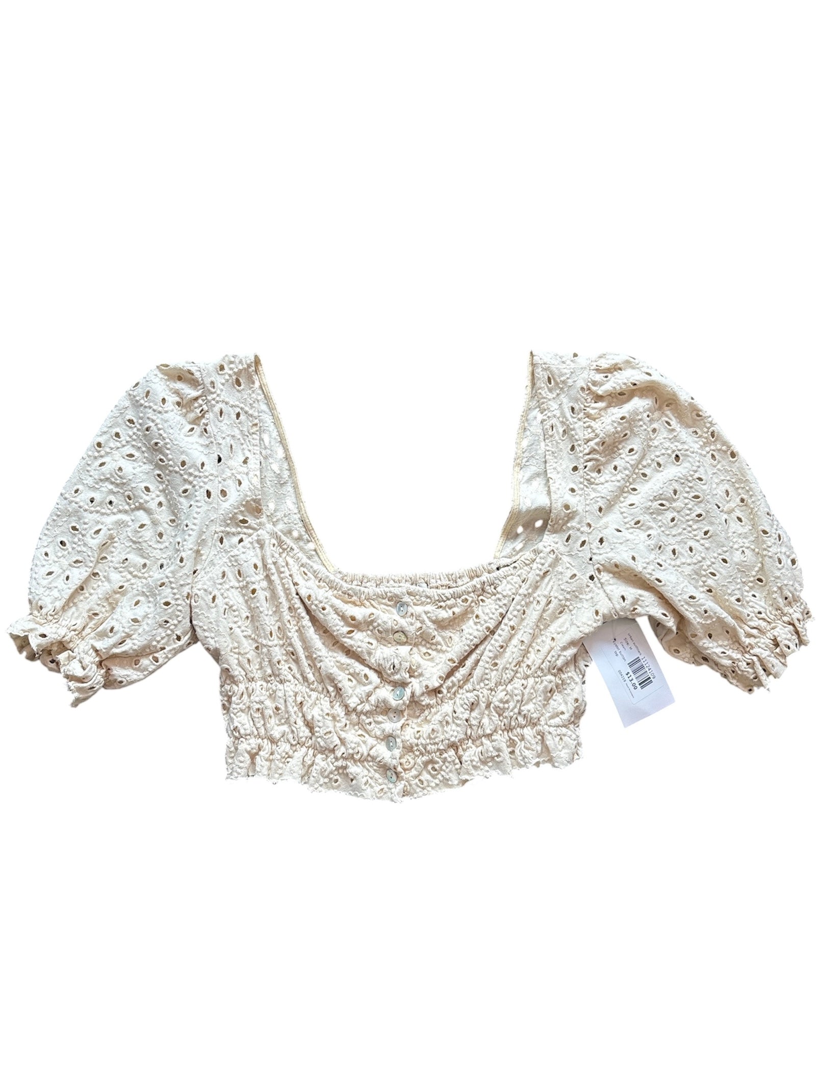 Cream Urban outfitters Eyelet button top, M