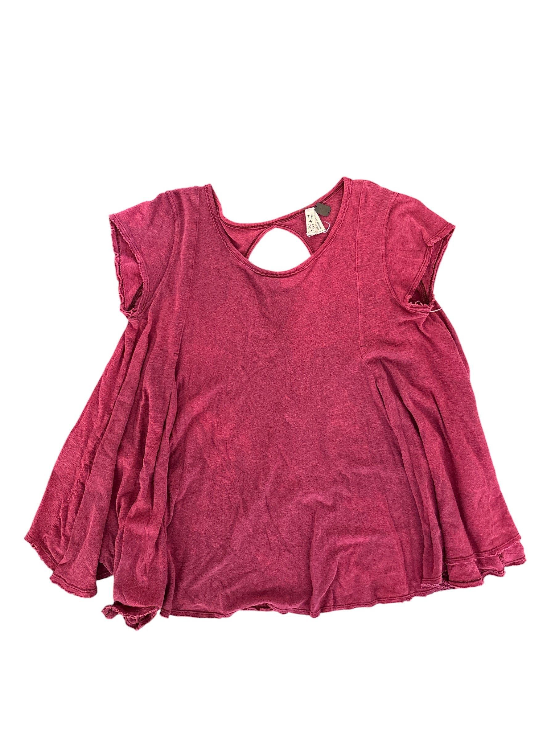 maroon we the free cap sleeve flowy keyhole back top, xs