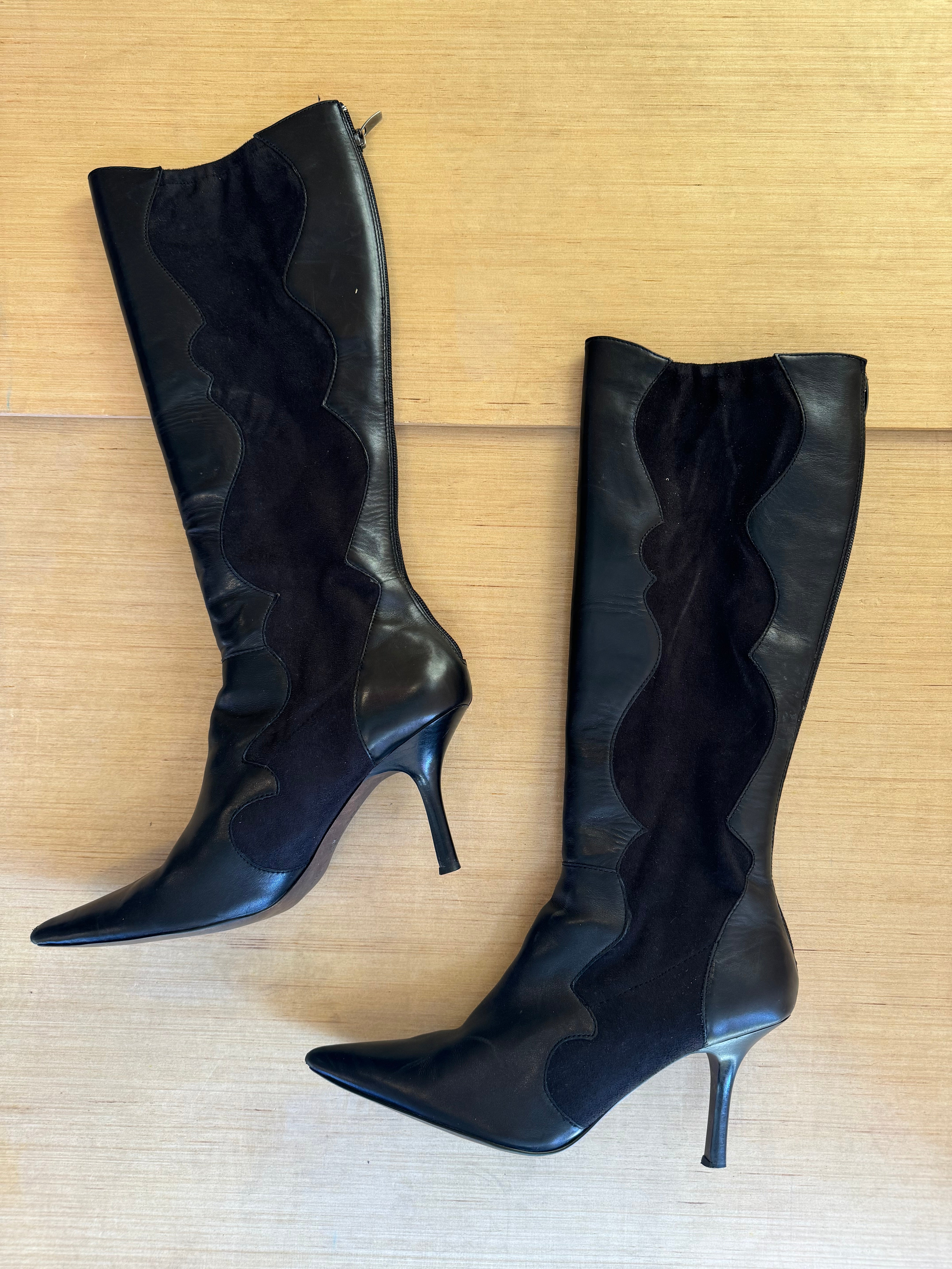 black anne klein heeled boots, 10.5