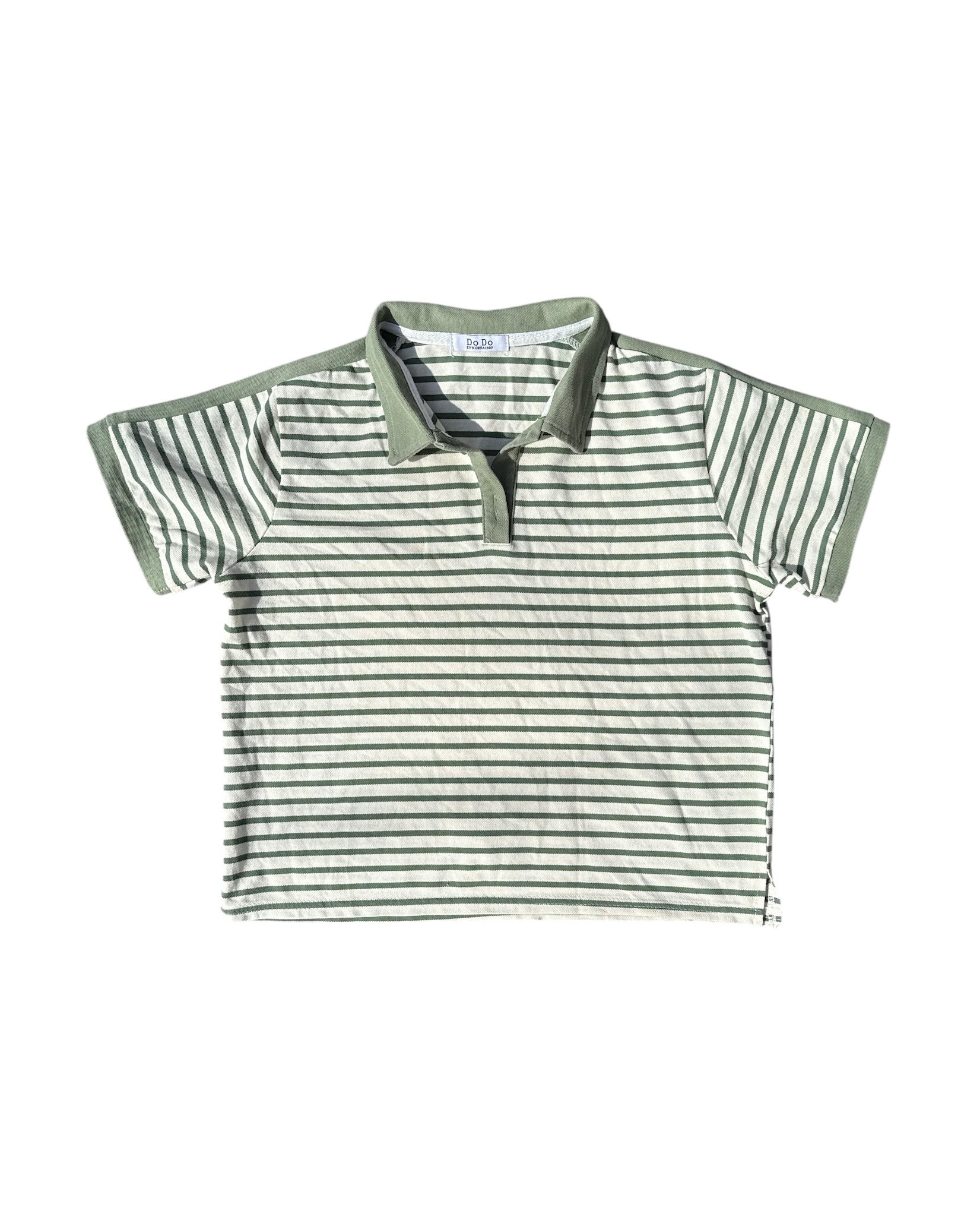 green cream do do striped ss collared shirt, s/m