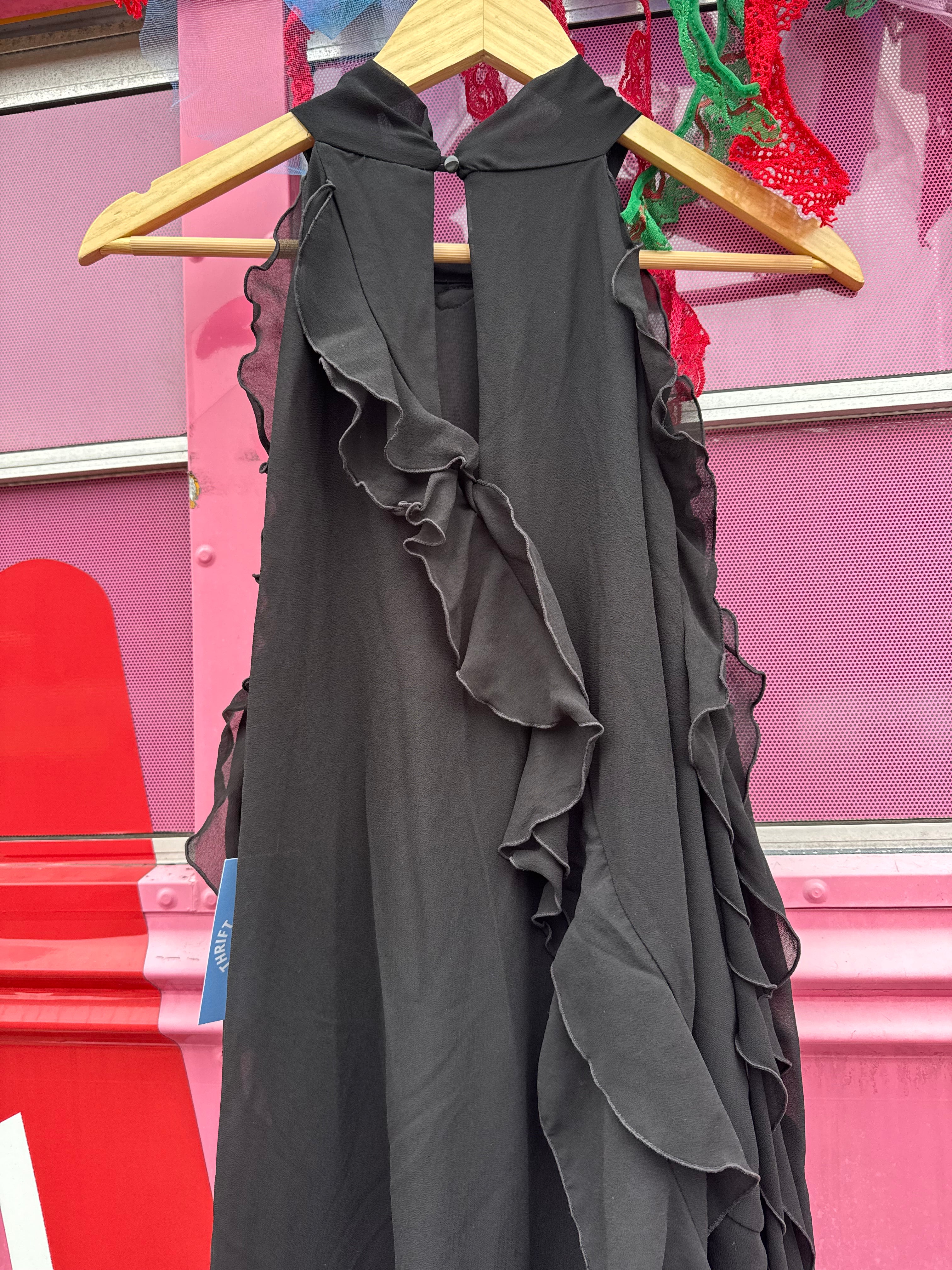 black rita ora x primark high neck rosette mesh dress, 16