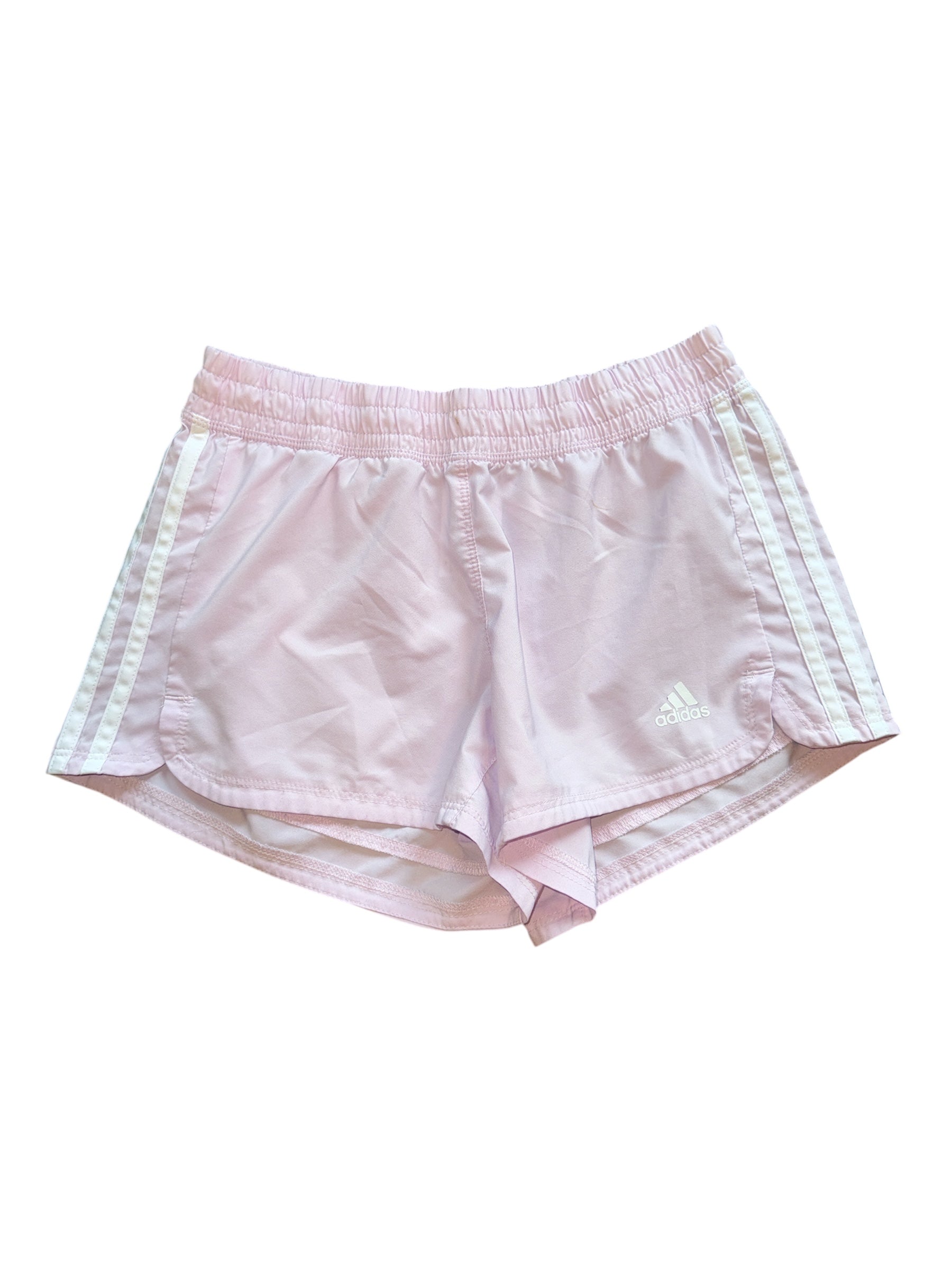Pink white Adidas athletic shorts, Xs