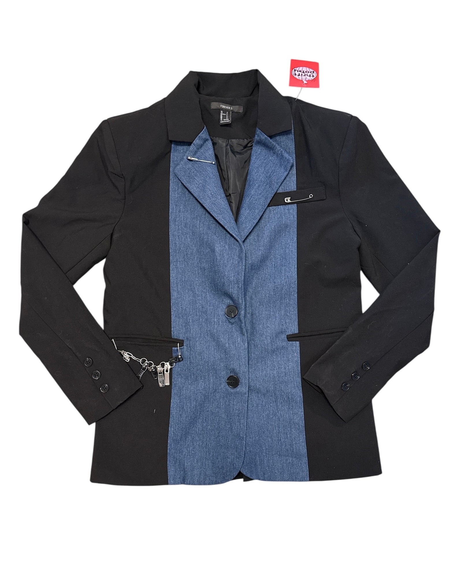Black blue Forever 21 Blazer w pins, S