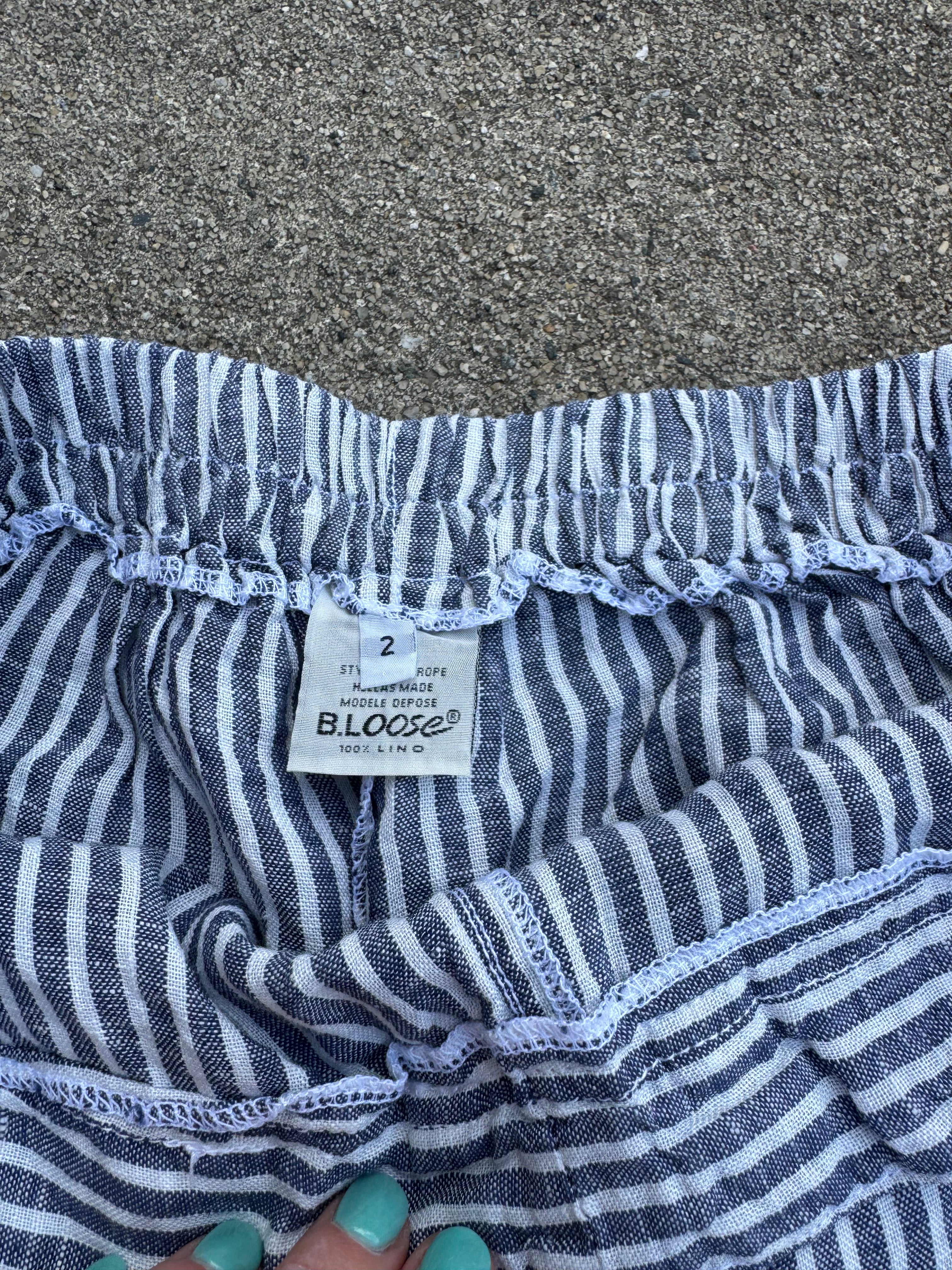 blue white b loose striped linen pants, 2
