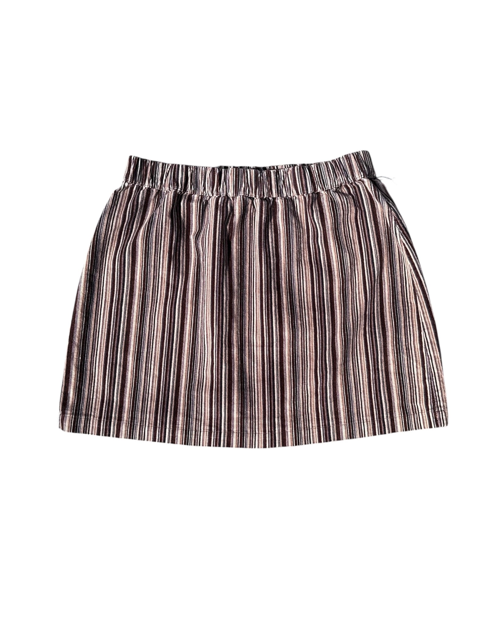 brown american eagle corduroy striped mini skirt, M