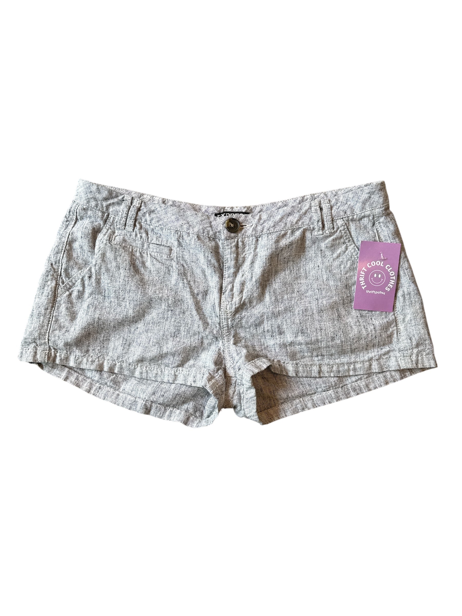 gray express patterned shorts, 1