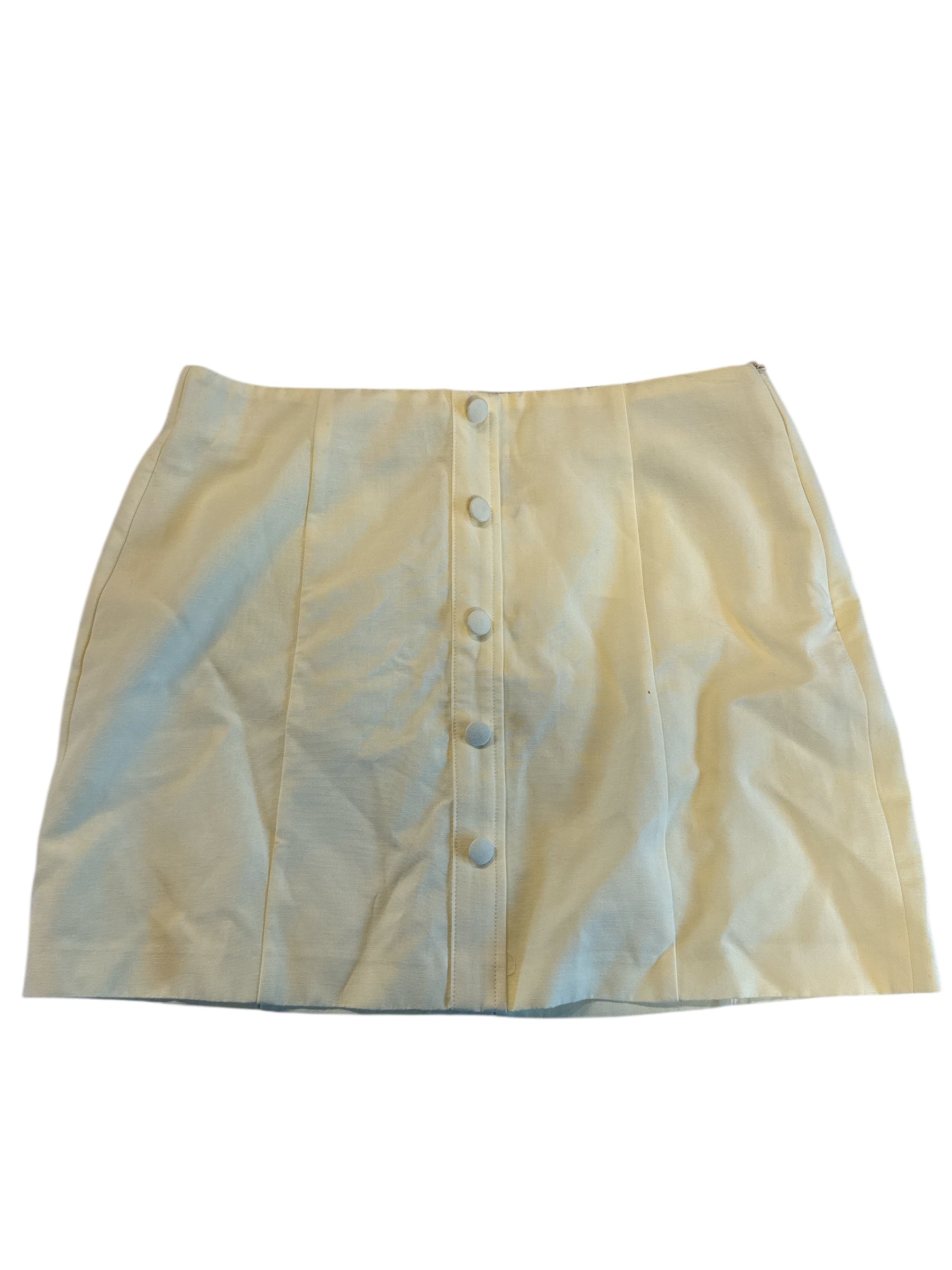 yellow zara button mini skirt, m