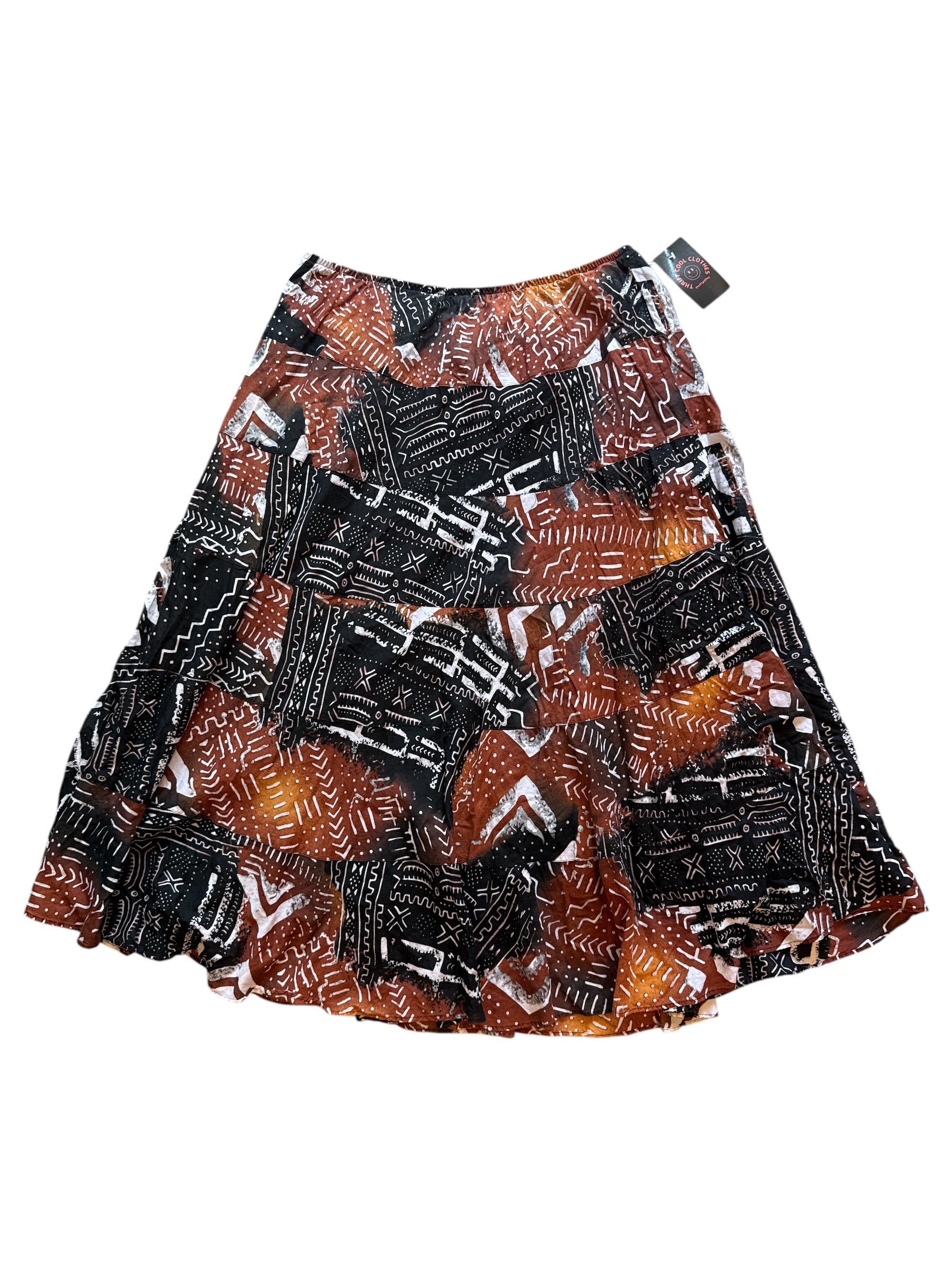 brown black Ruby Rd graphic maxi skirt, 18
