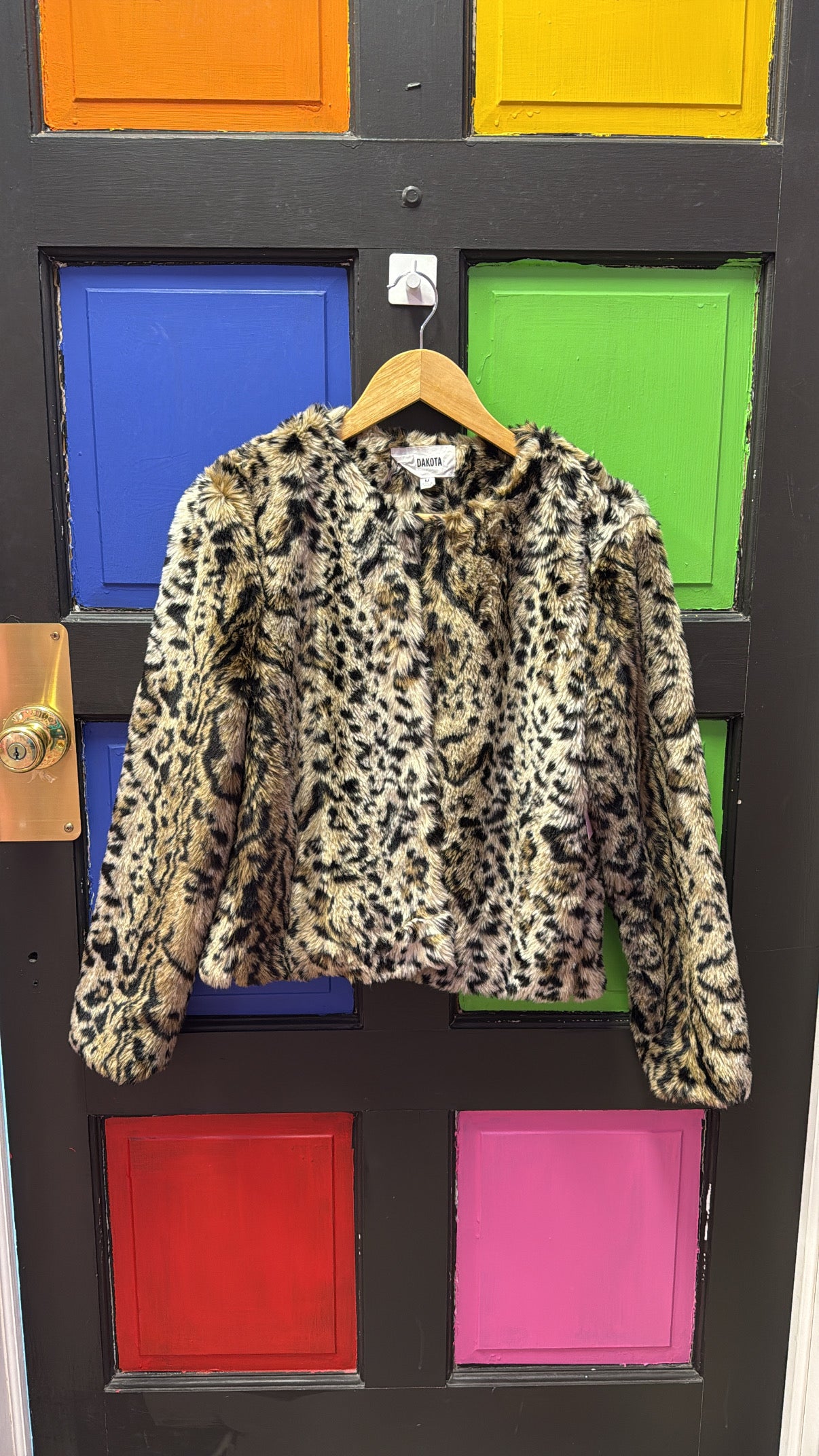 Black brown  Bb dakota  Leopard cropped fur jacket , M