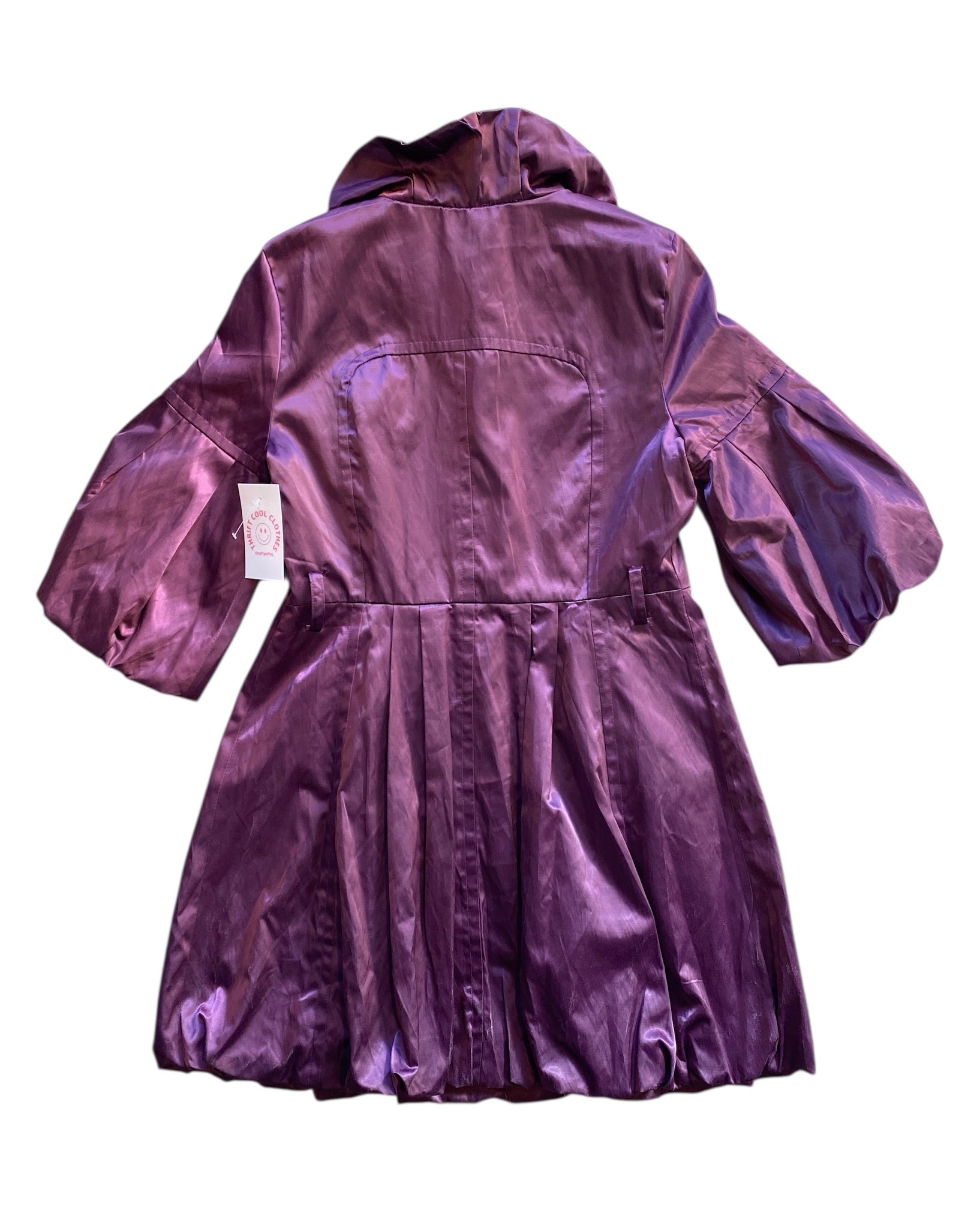 purple mmm y2k satin puffy balloon coat, s