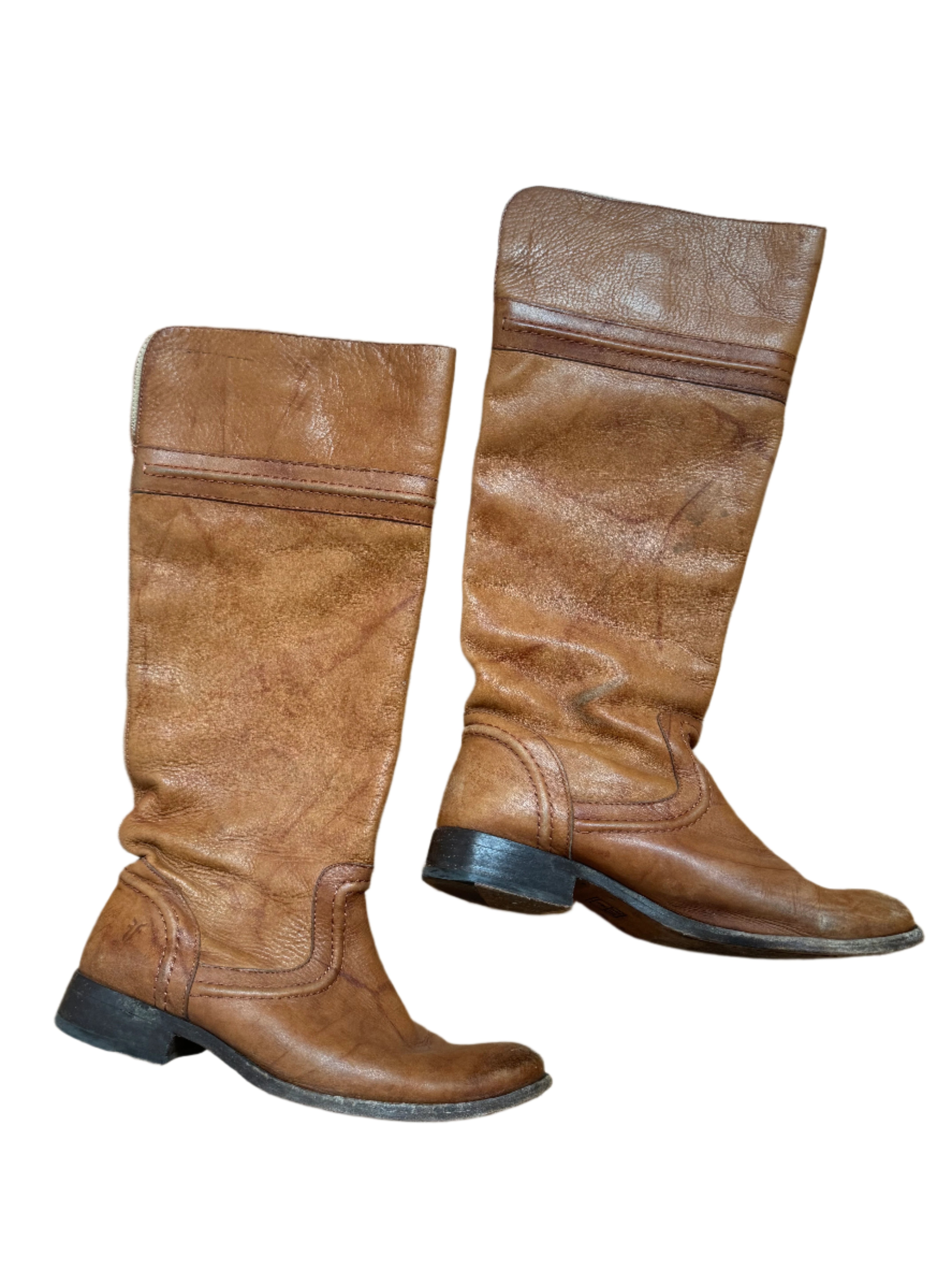 Light brown Frye Melissa riding boots, 7.5