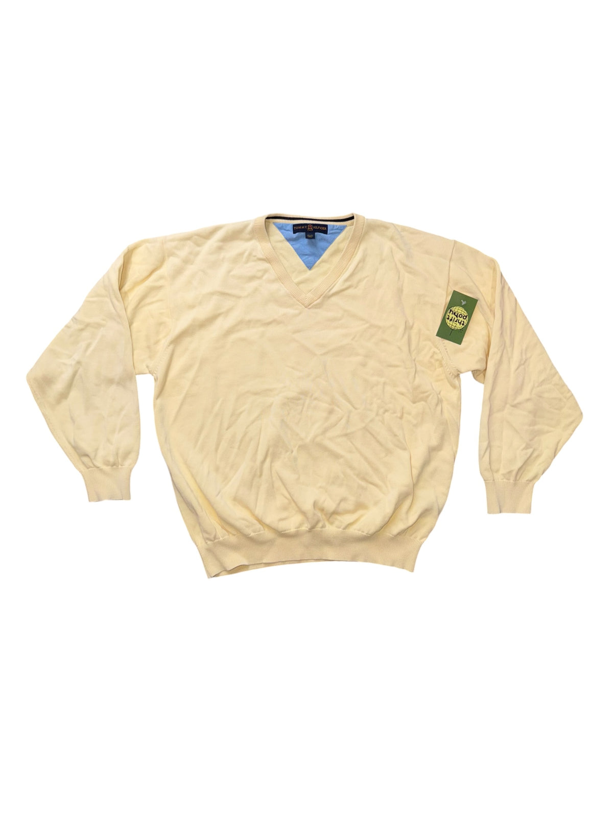 yellow tommy hilfiger vneck sweater, xl