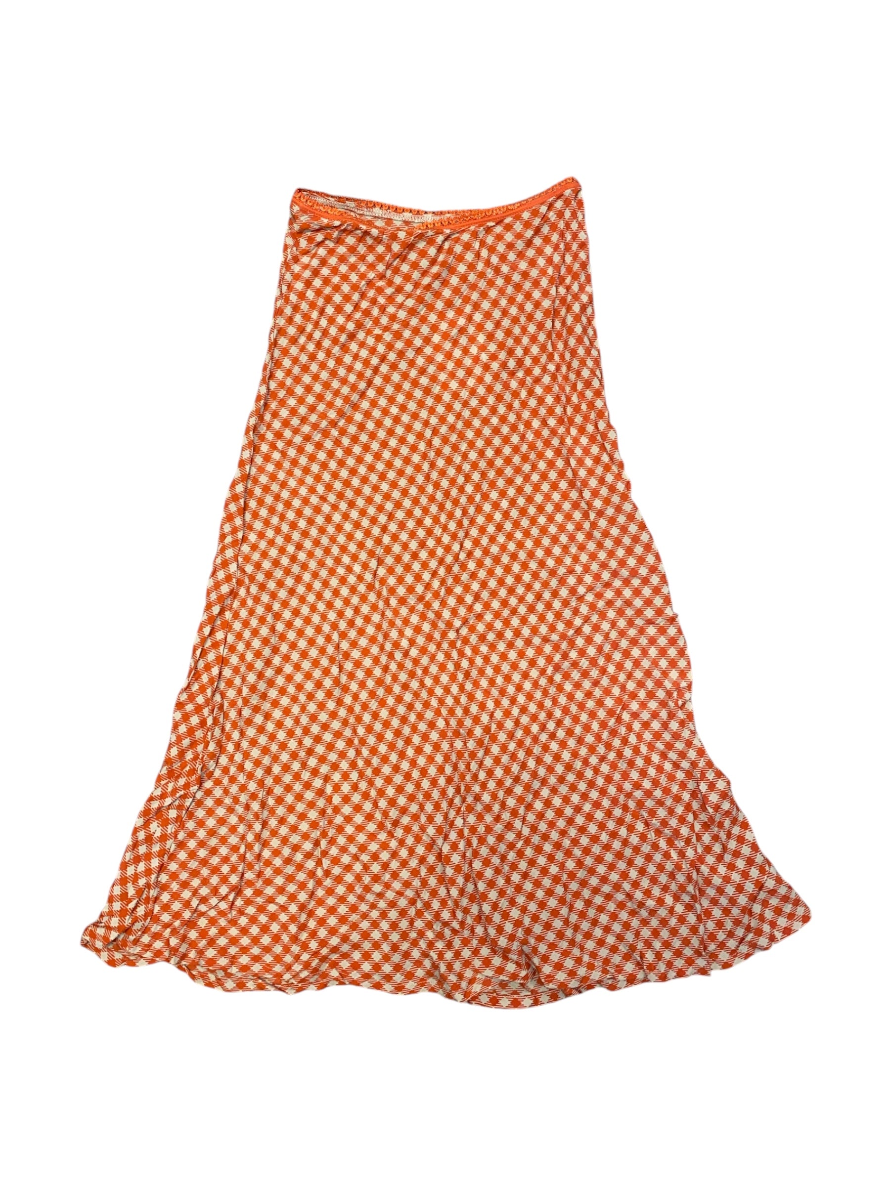 orange brown emma mulholland gingham lace trim maxi skirt, s