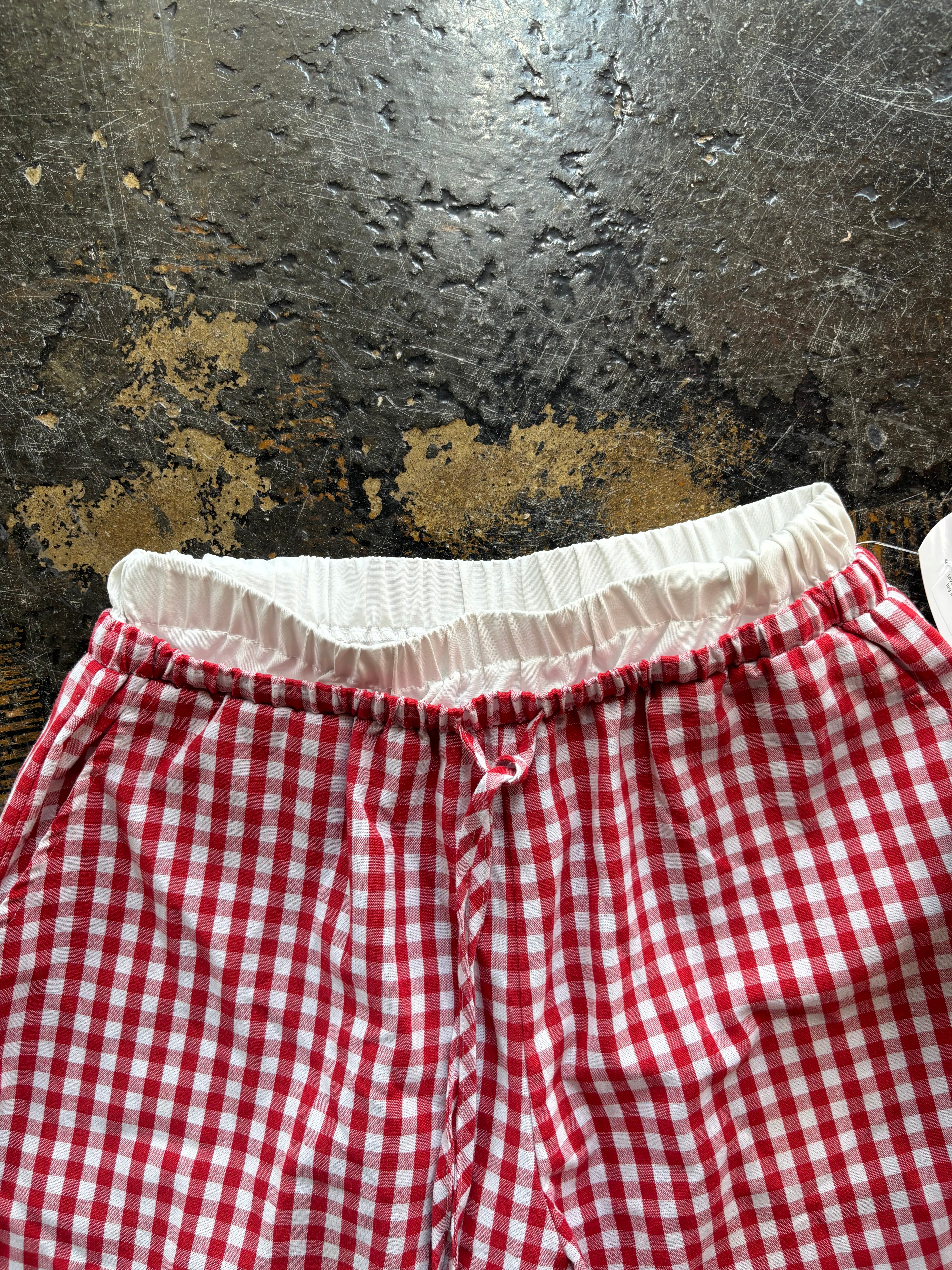red white  gingham layered wide leg pants (S)