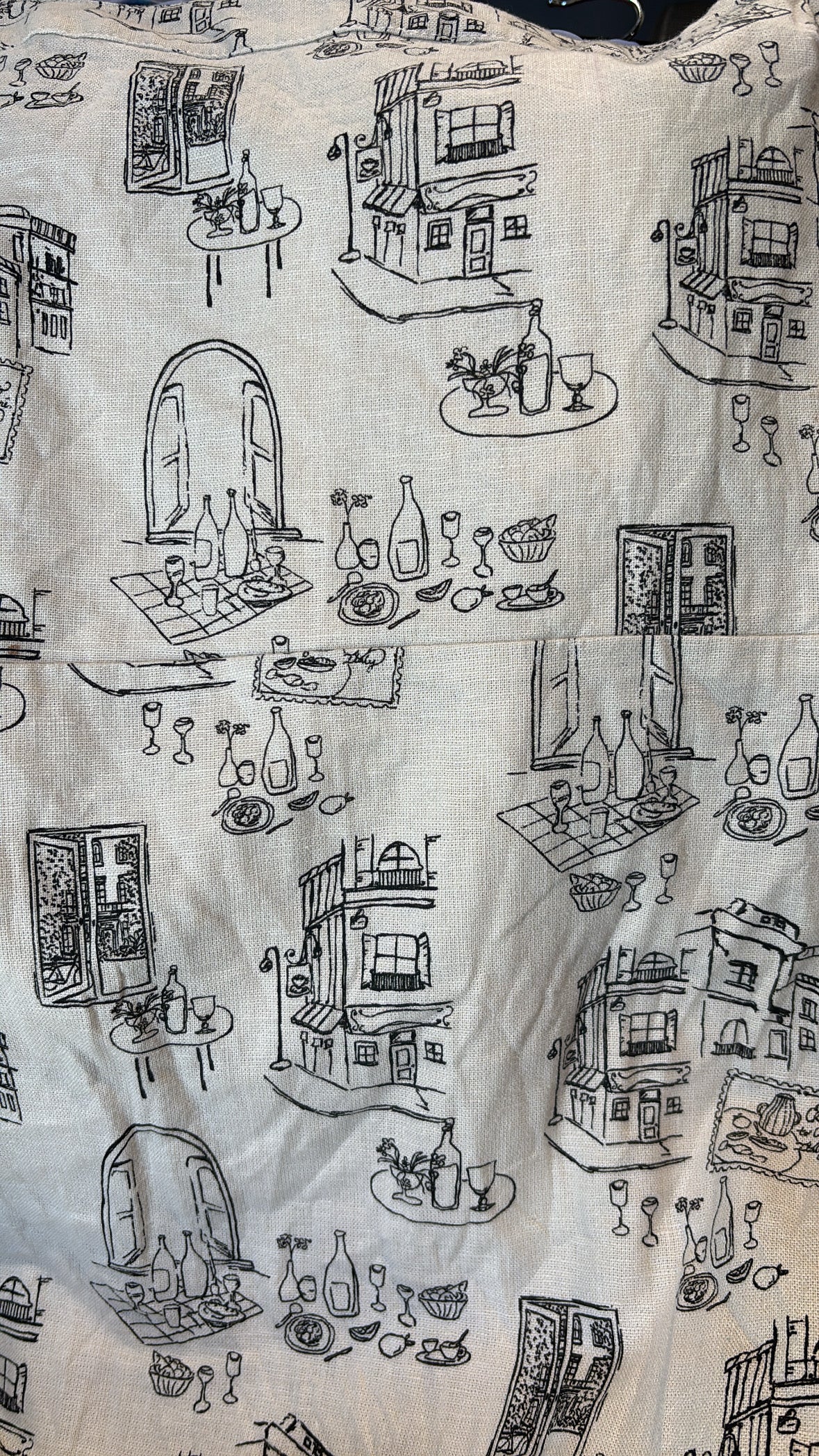 tan black abercrombie doodle scene dress, s