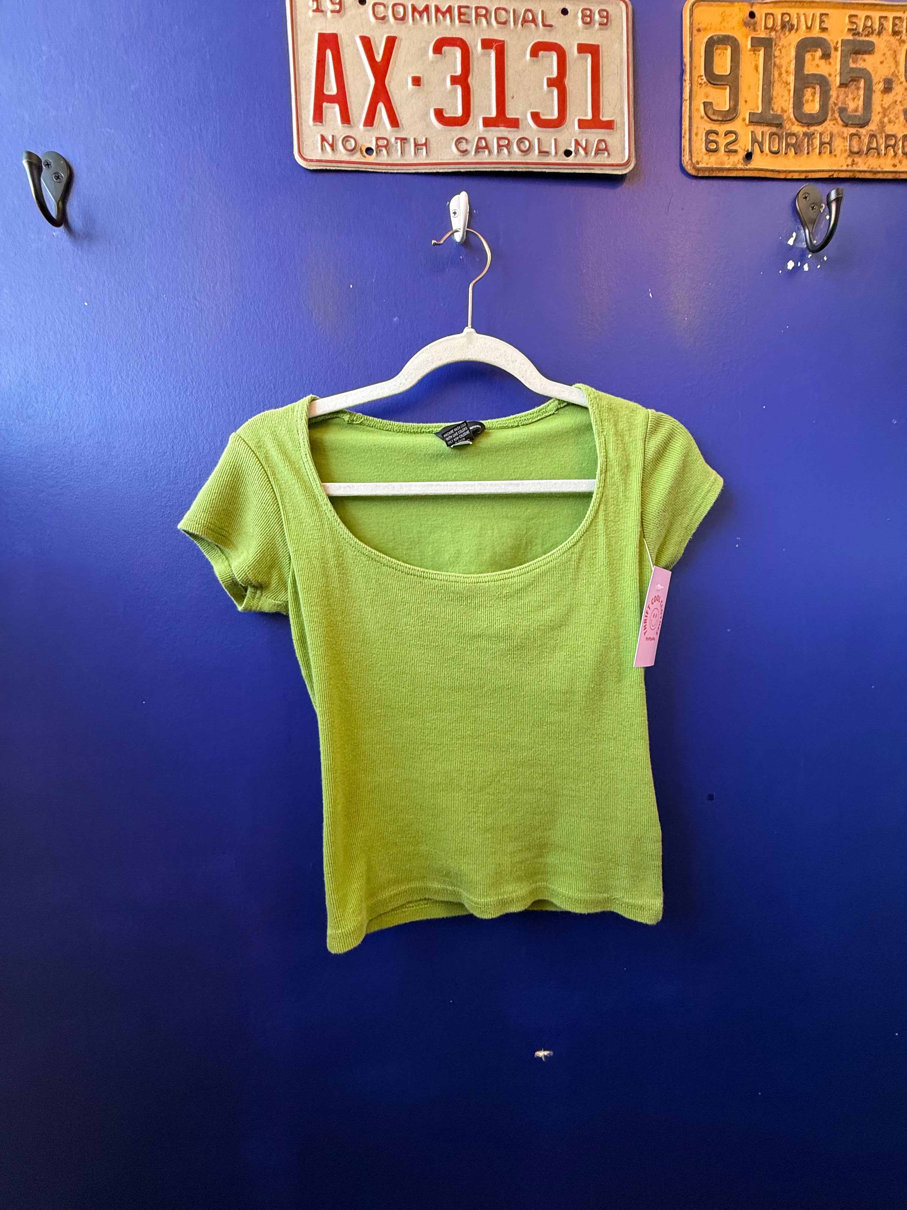 green moda cotton blend scoop neck tee, s