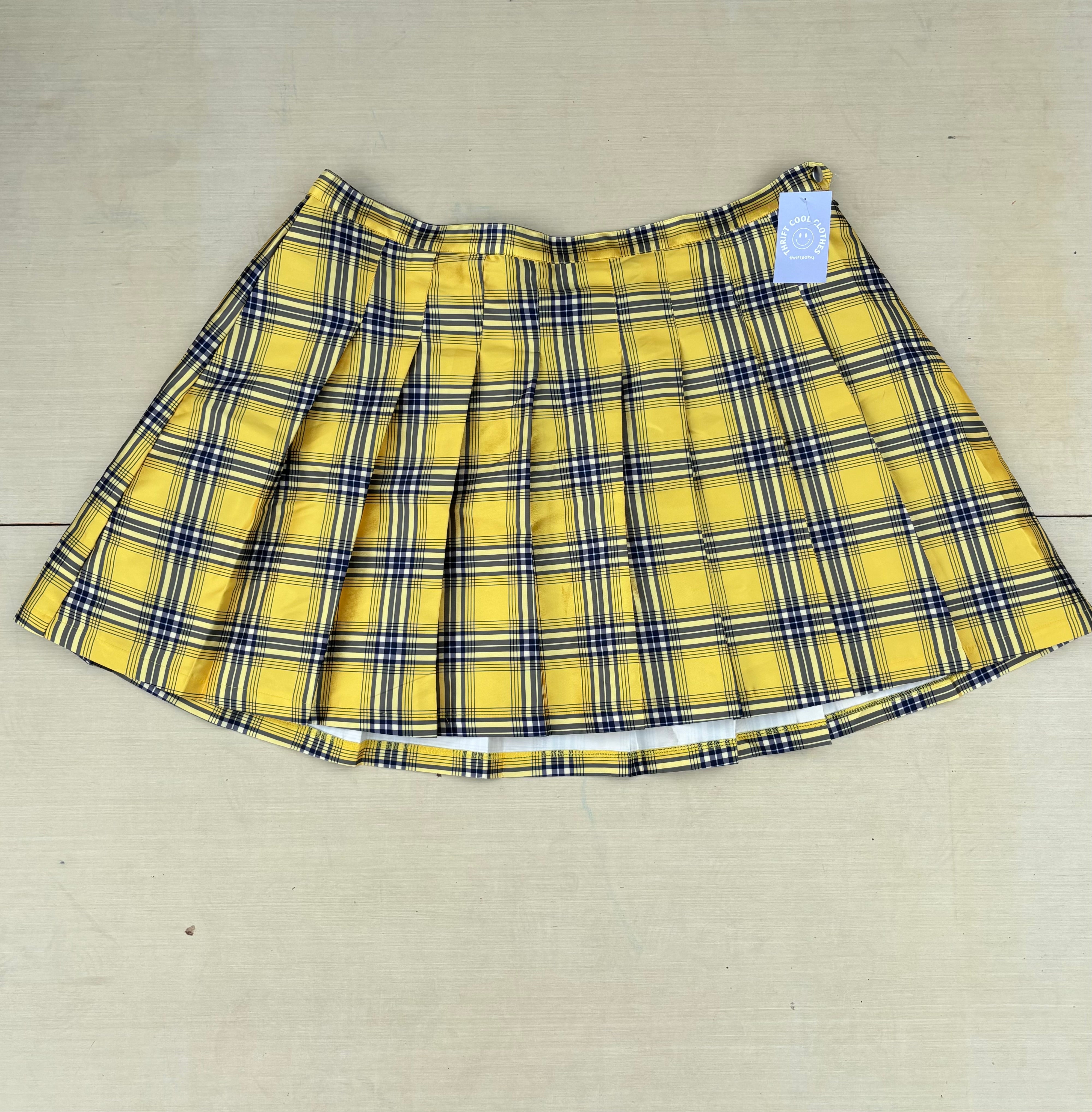 yellow sugar thrillz plaid mini skirt, 3x