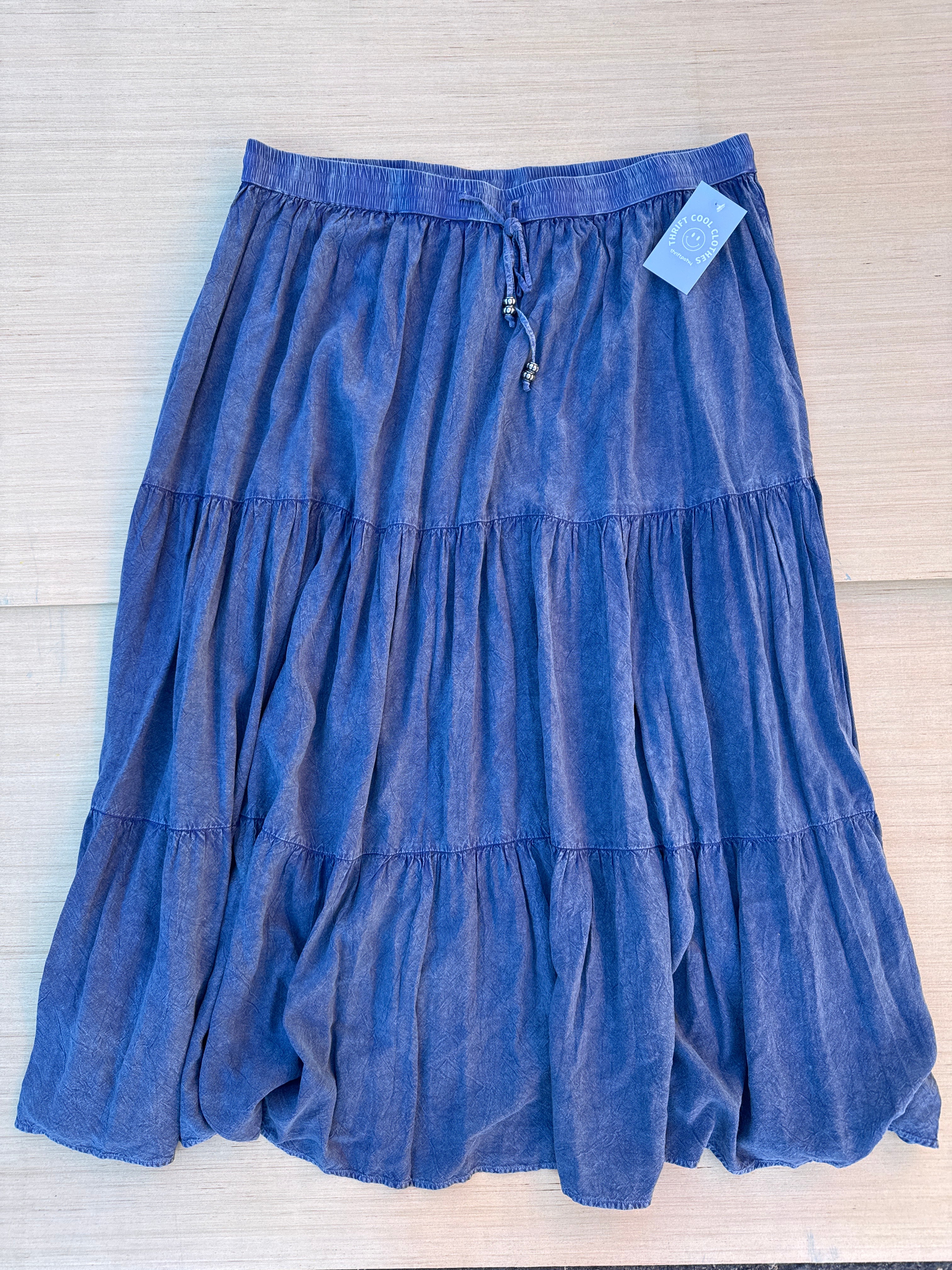 blue mlle gabrielle smocked maxi skirt, 2x