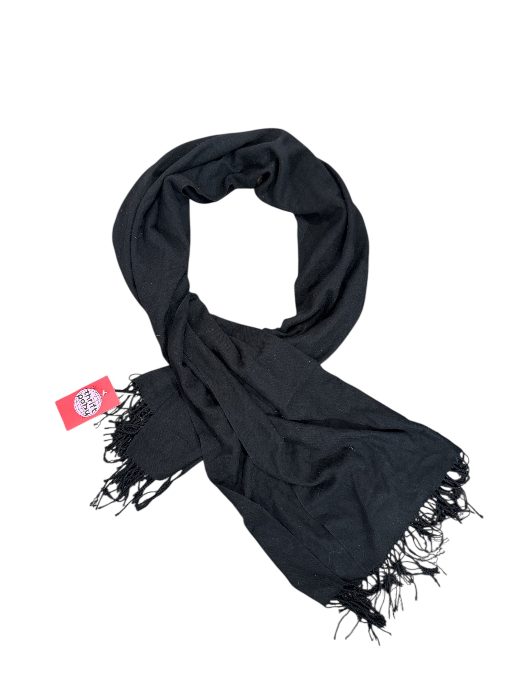 black  blanket scarf w fringe