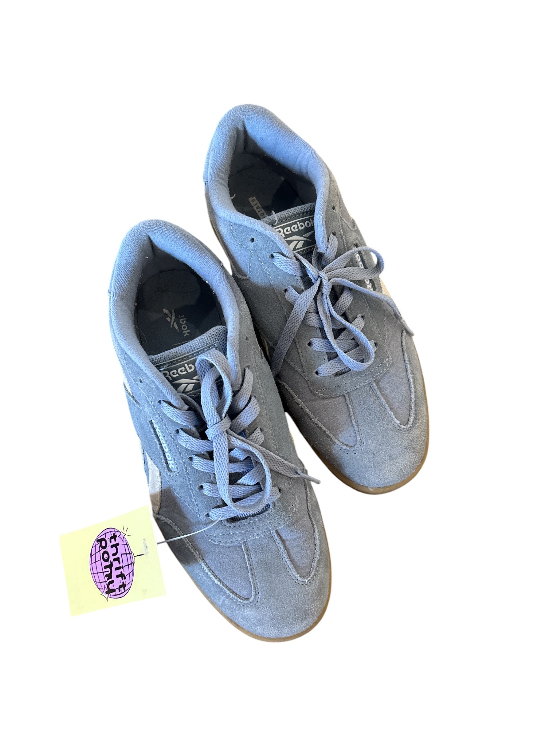 blue reebox low top sneakers, 7 1/2