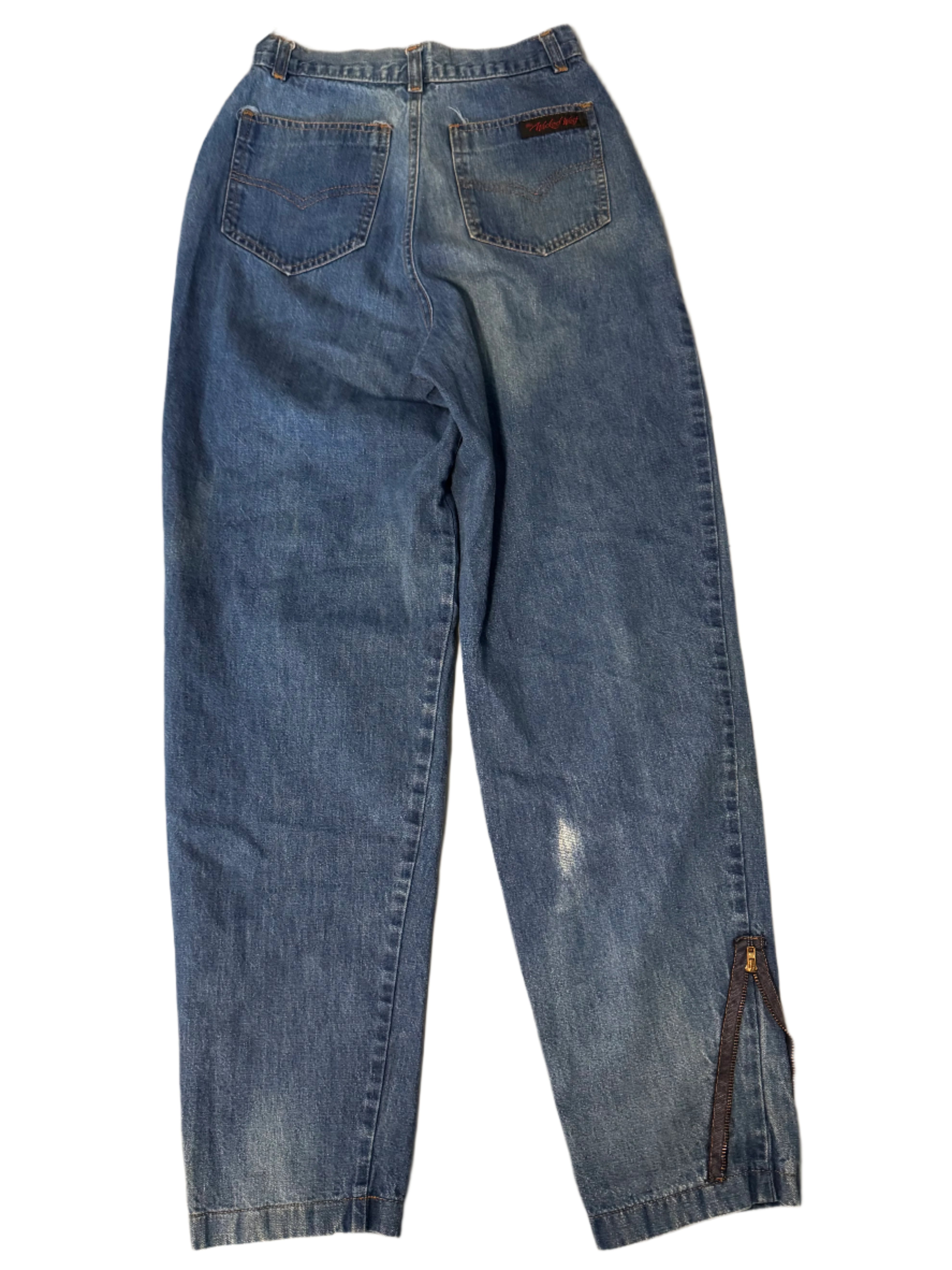 blue the wild west knee pad zipper jeans