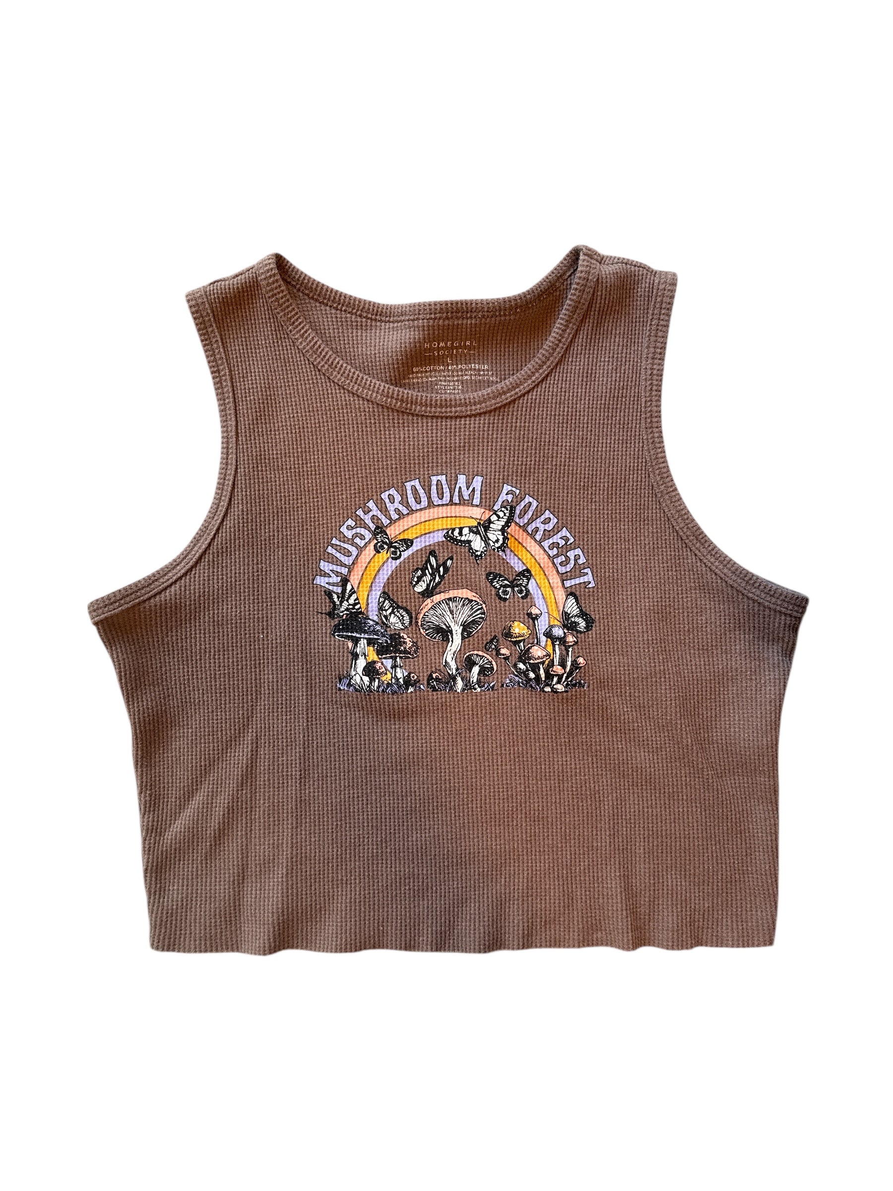 brown homegirl society mushroom forest tank, L