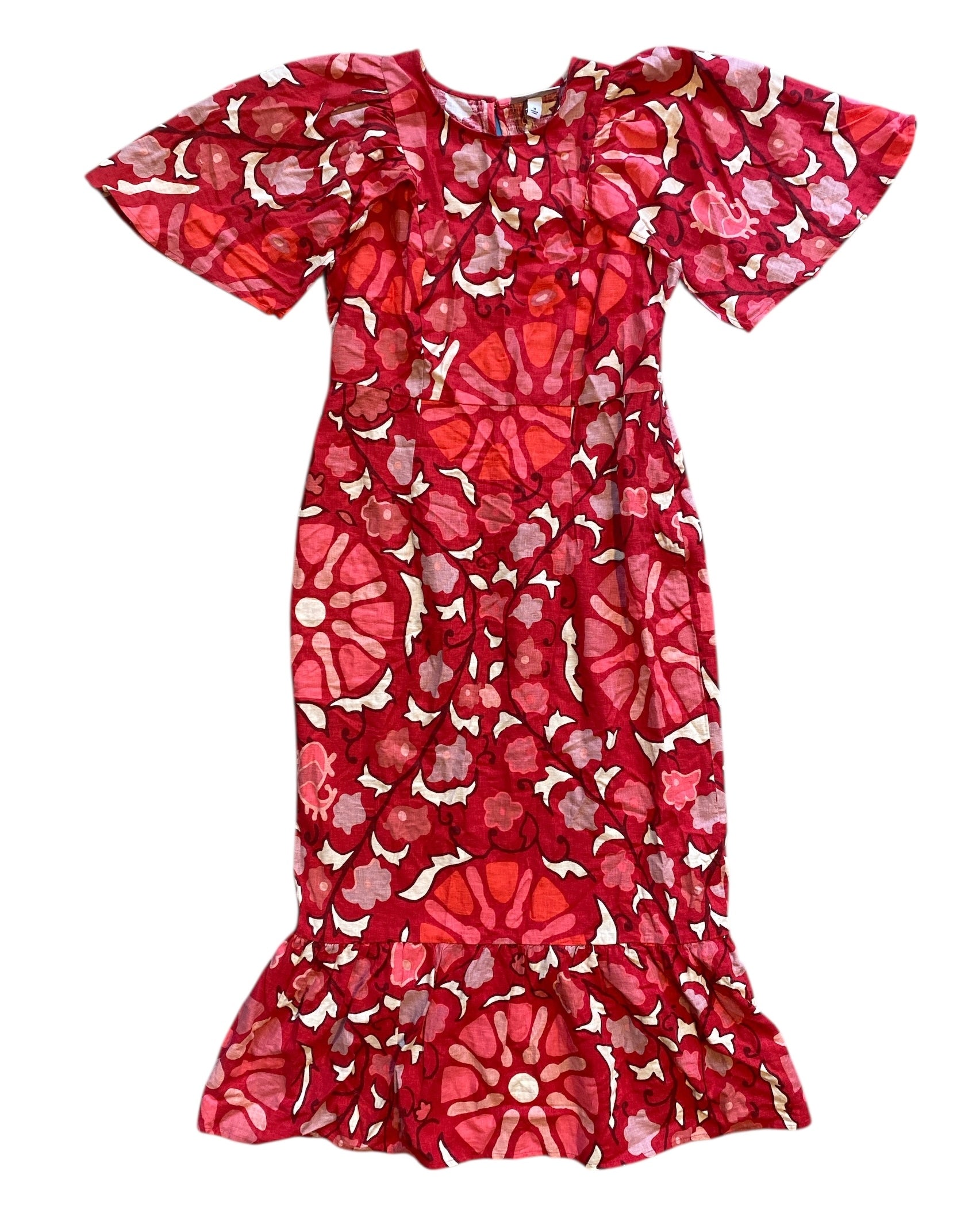 pink red rhode floral ruffle ss dress, 10