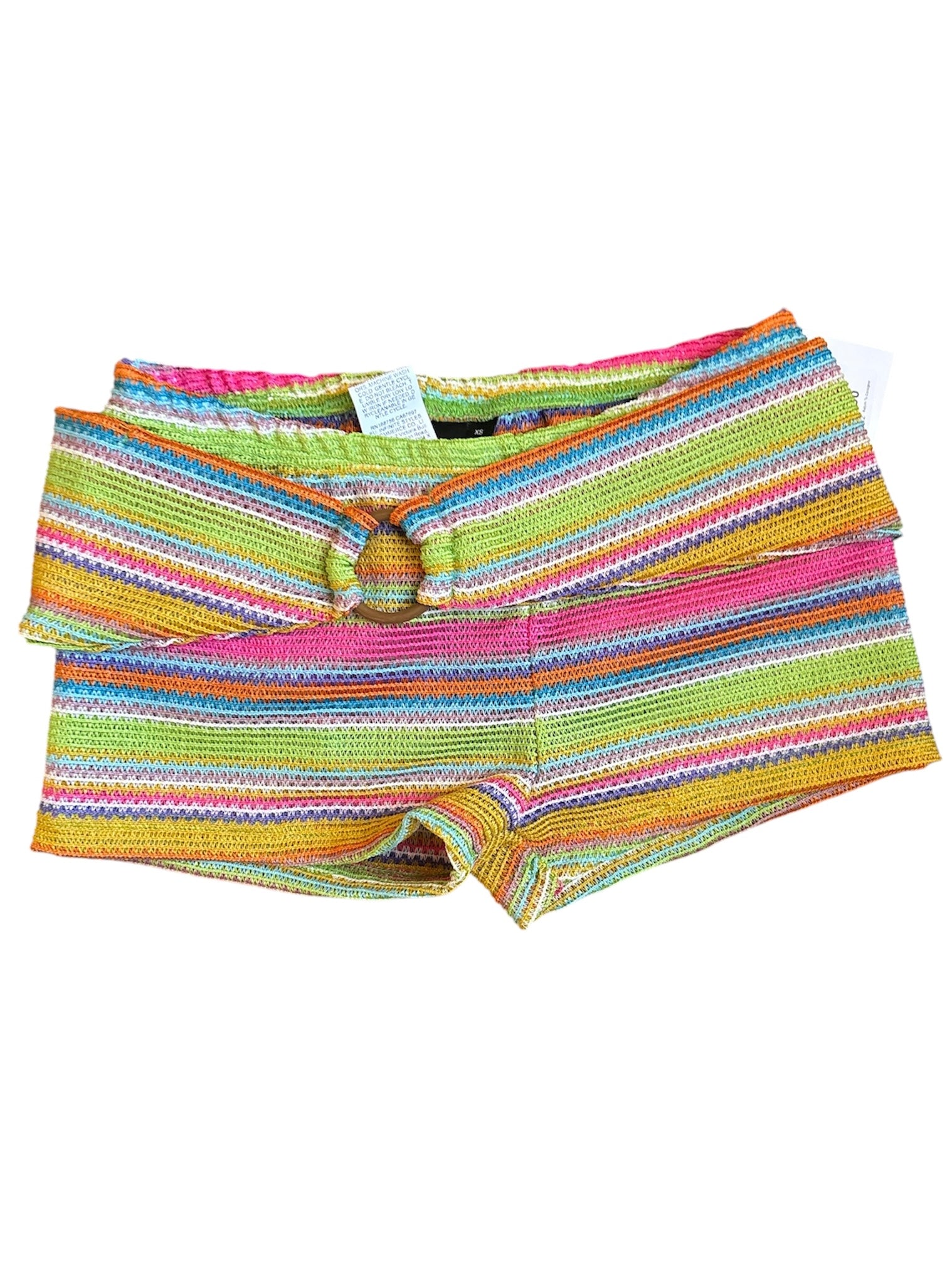 green pink sumwon NWT striped mini shorts, xs