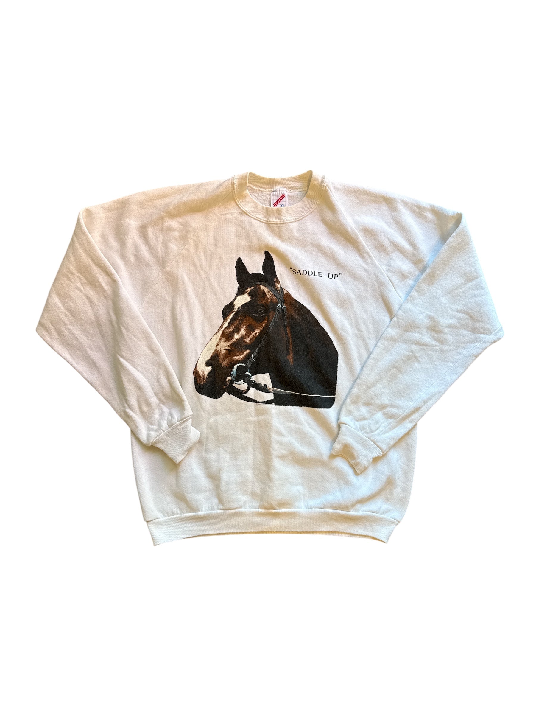White Jerzees Saddle up crew neck, XL