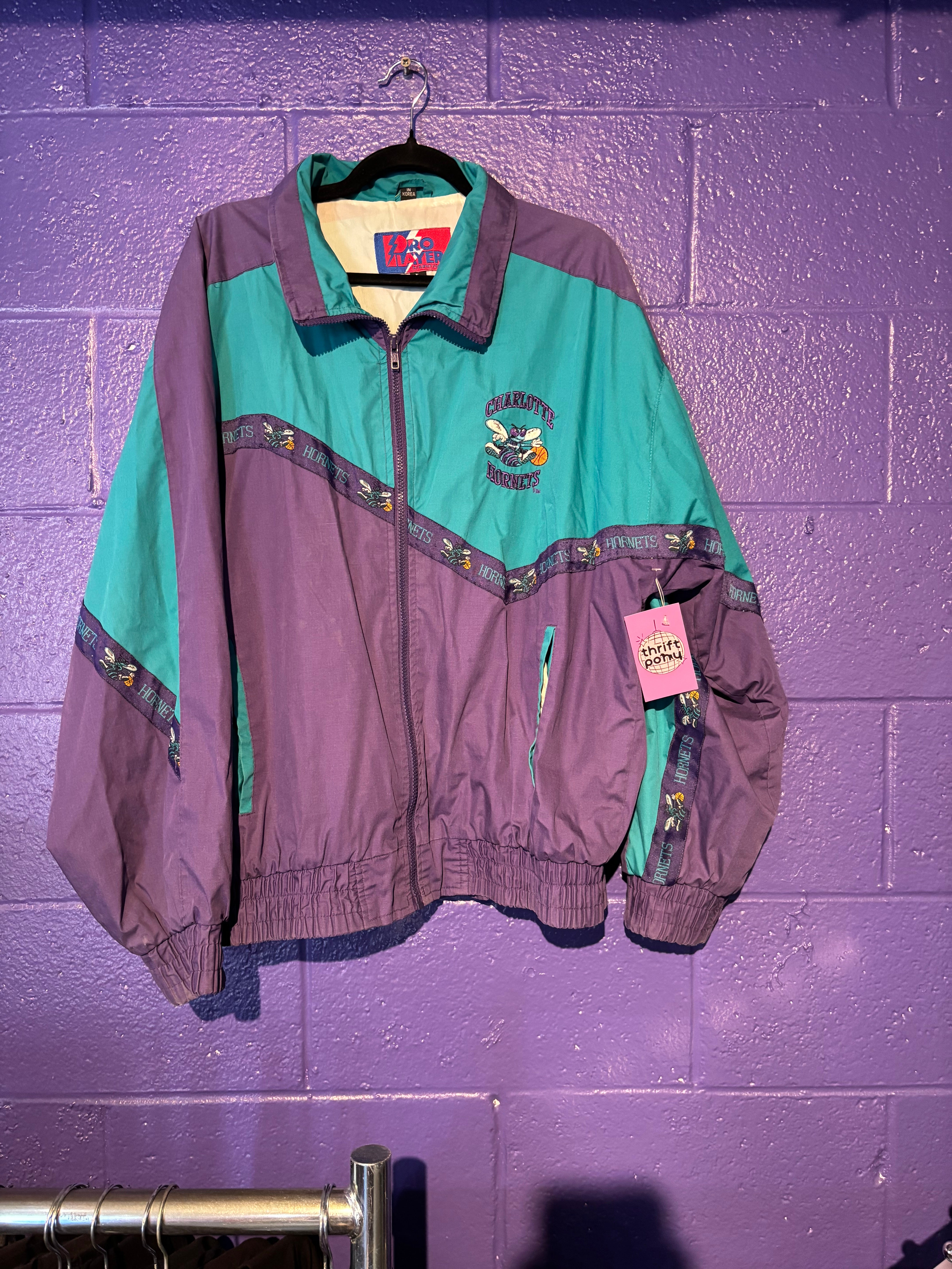 purple teal pro layer hornets jacket, L