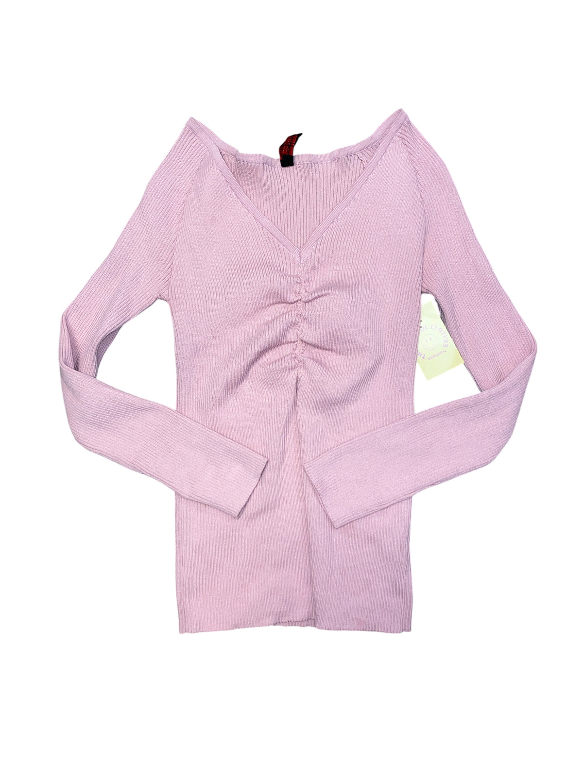 Pink Yoki Ribbed ruched ls light sweater, 3X