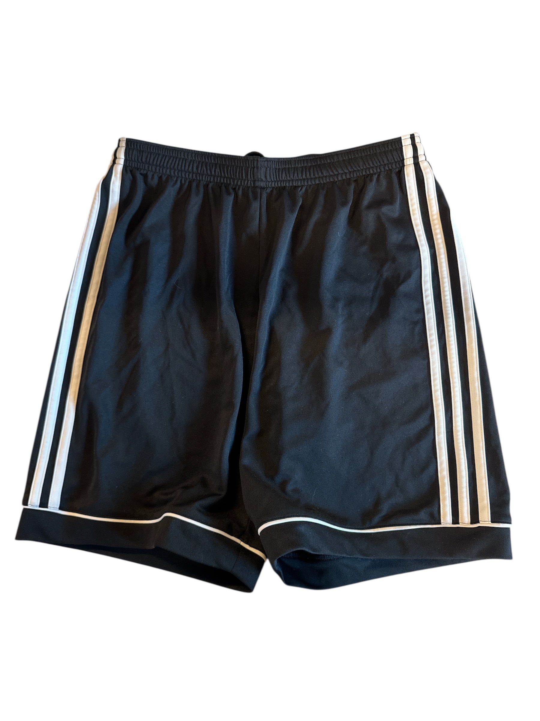 black white adidas soccer shorts, youth xl