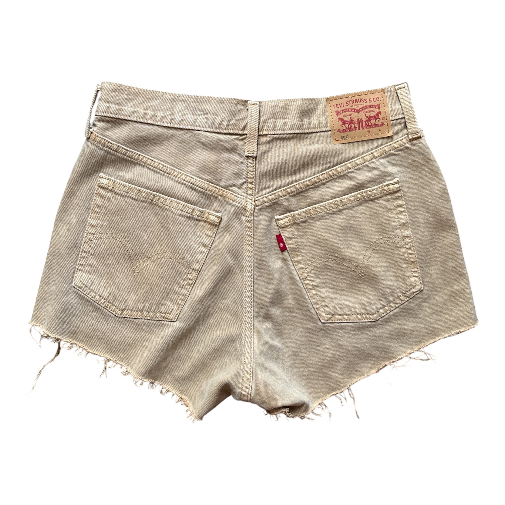 brown Levi 501 cut off denim, 28