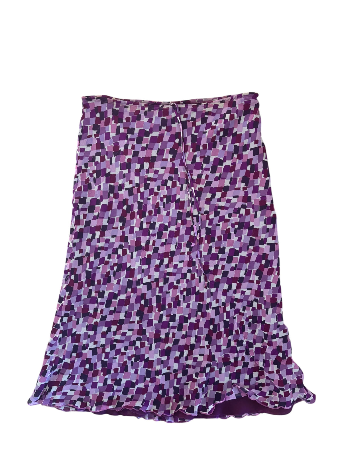 purple karen kane 100% silk square midi skirt, m