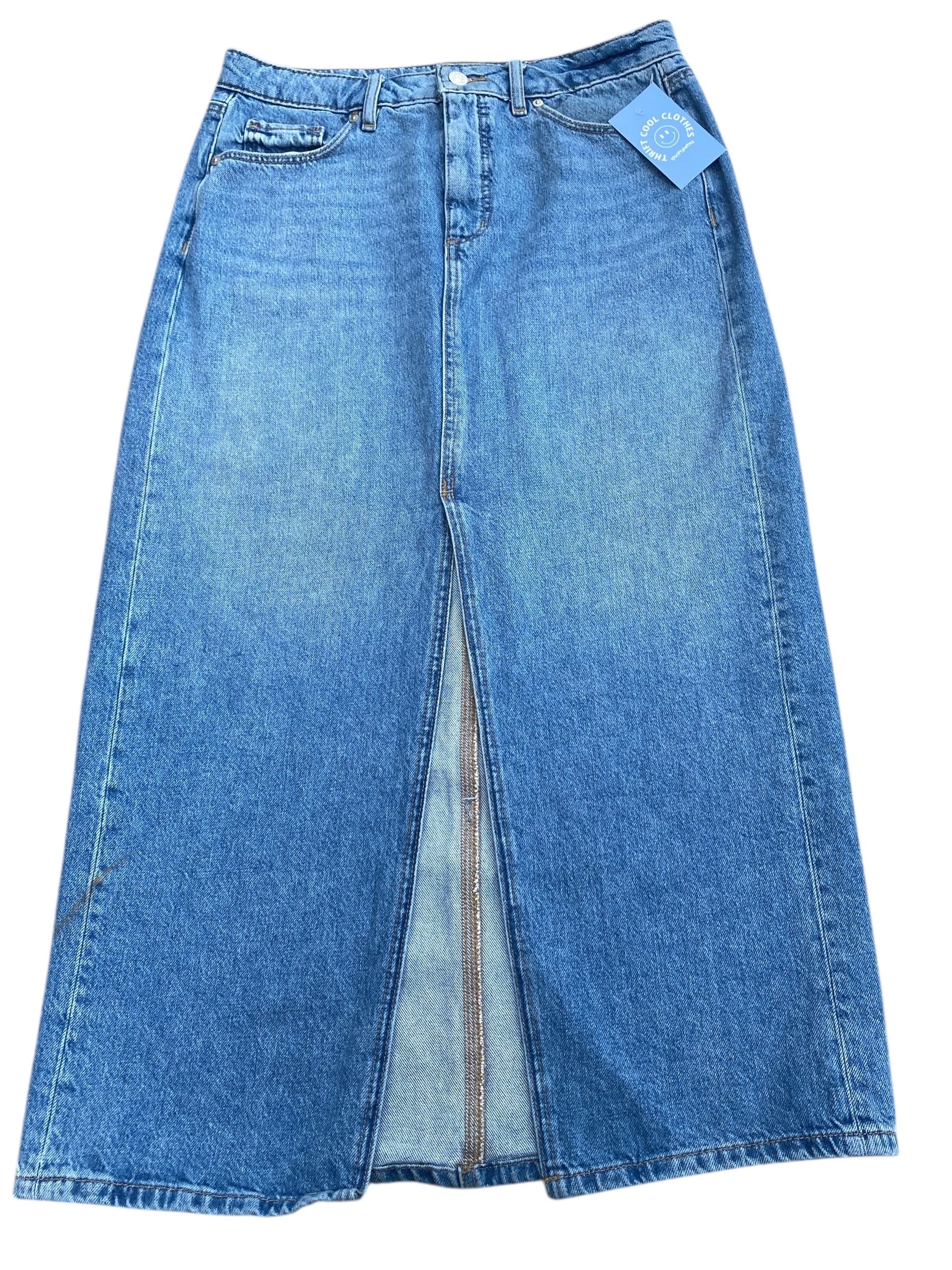 blue loft denim skirt with slit, 6