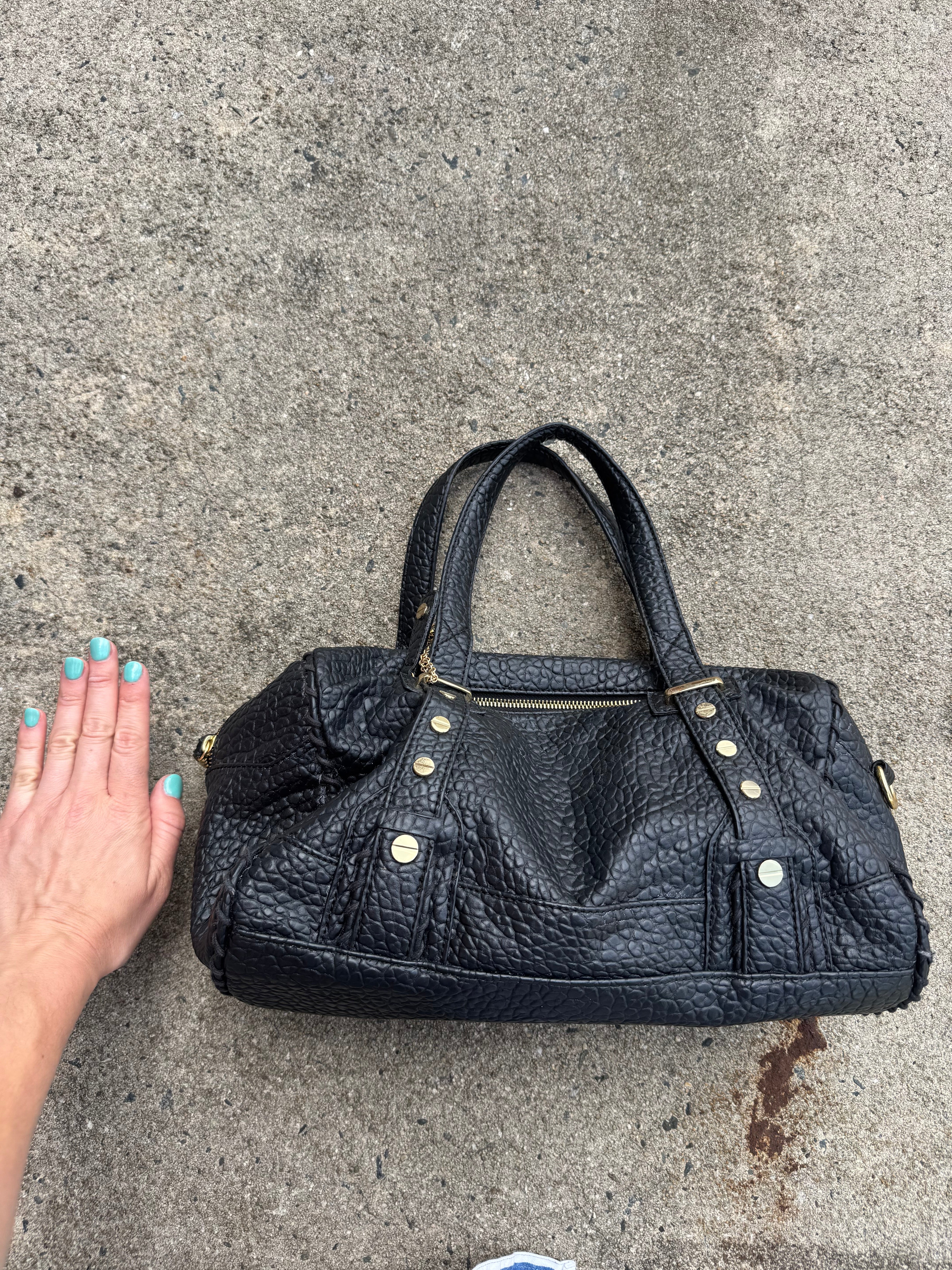 black kdny leather handbag