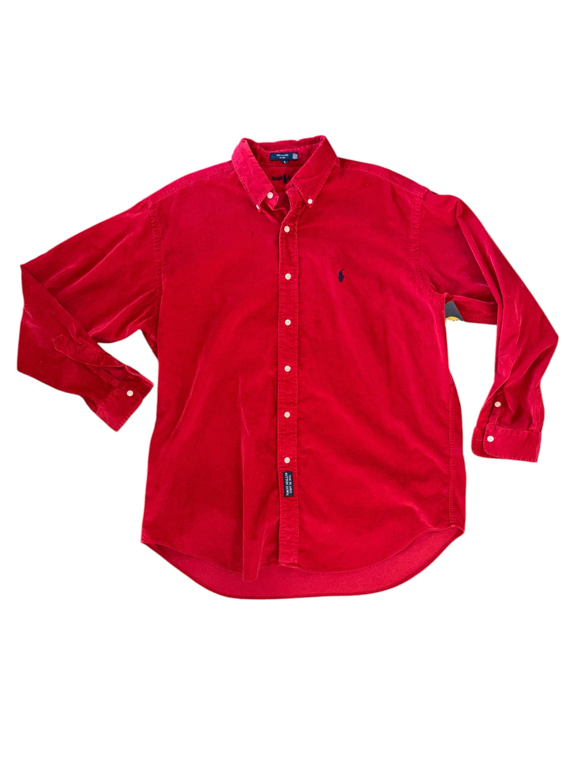 red ralph lauren cord button down, L