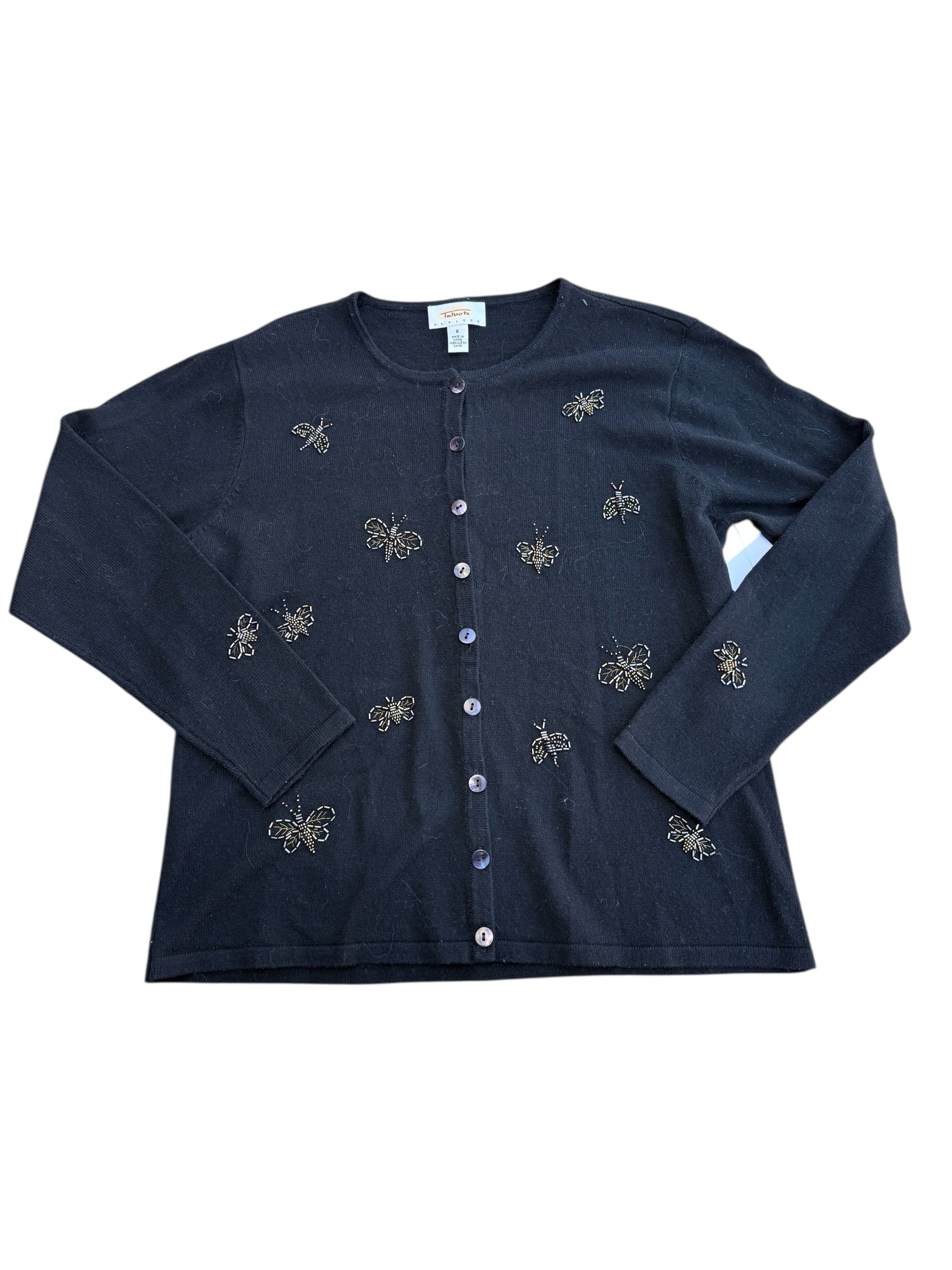 black talbots beaded bug cardigan, S