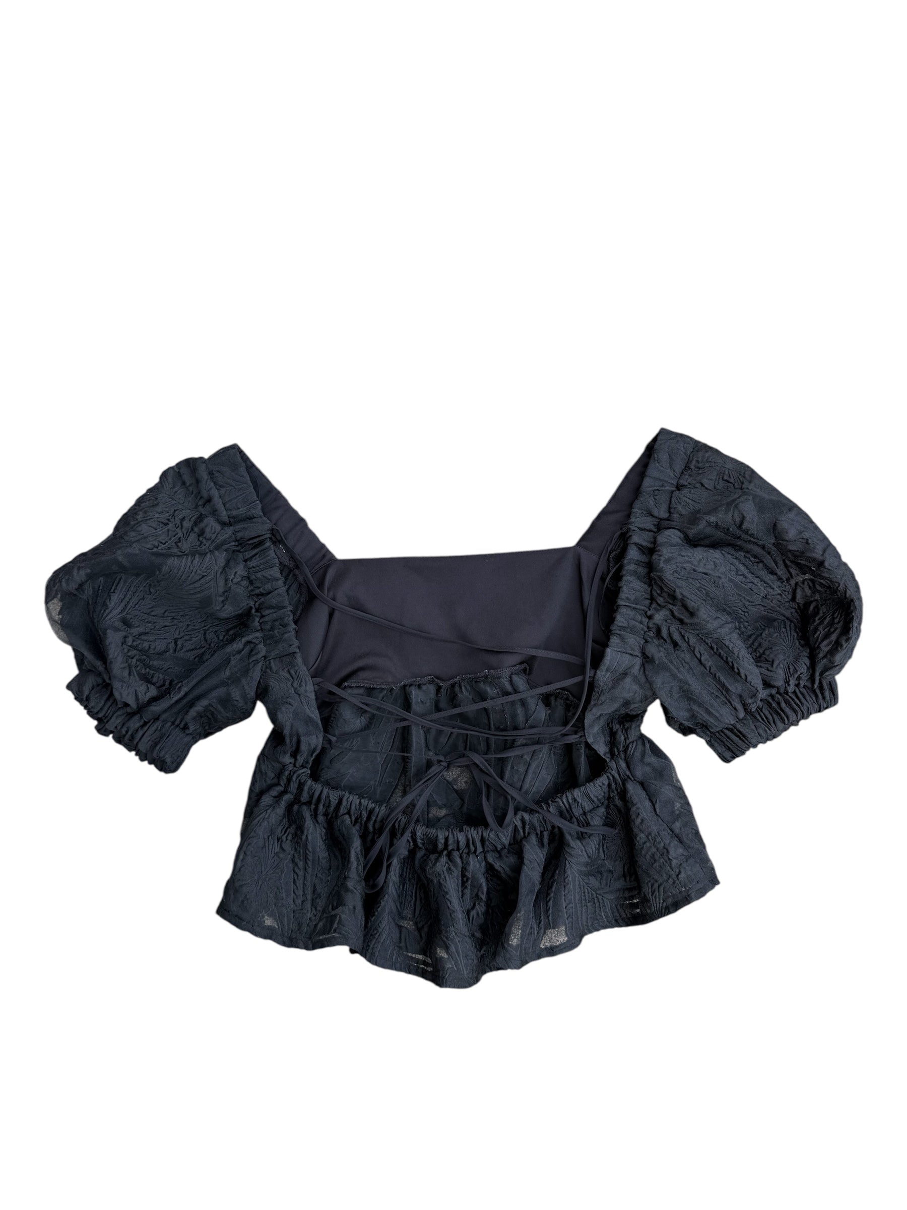 black topshop sheer puff sleeve babydoll top, 10